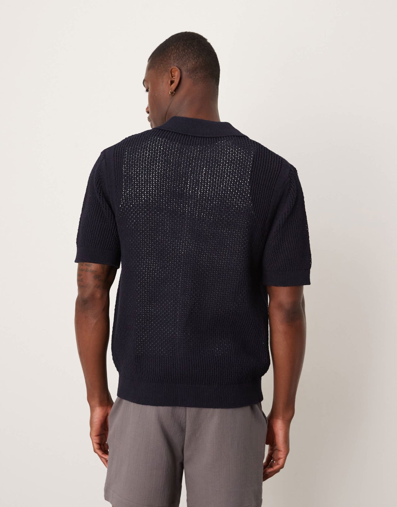 Mango relaxed cotton crochet short sleeve shirt in black - ASOS Sample Sale