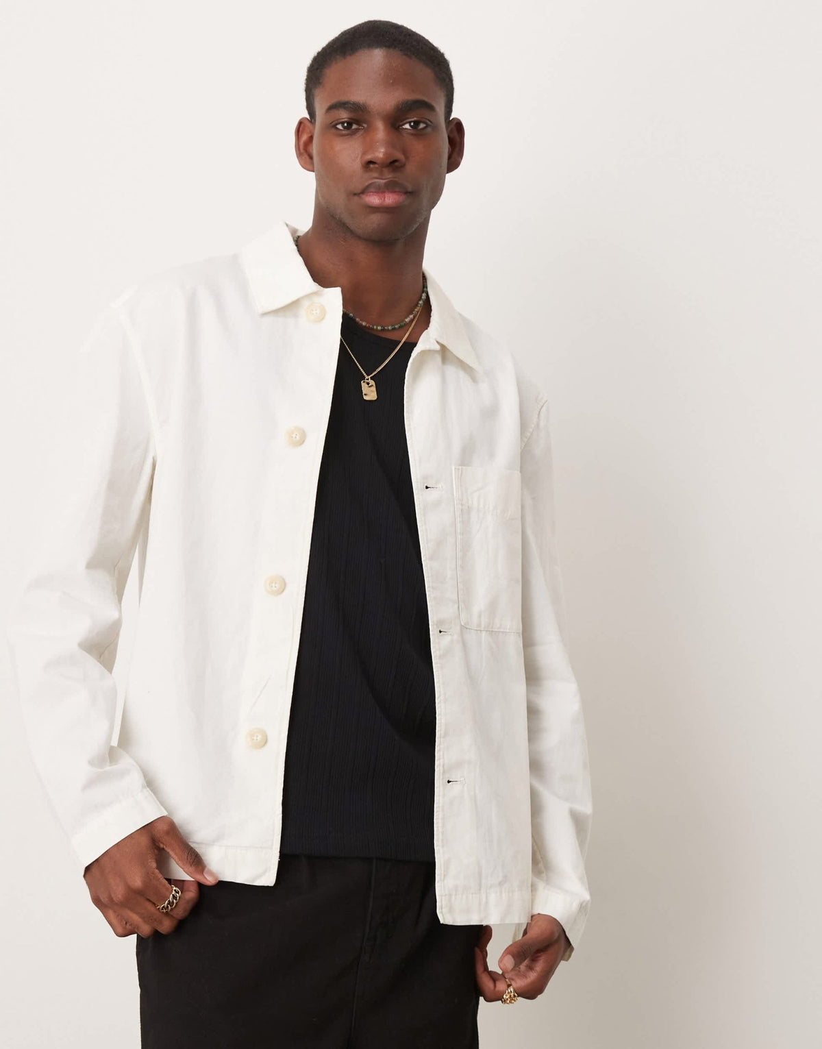 Mango relaxed fit shirt in ecru - ASOS Sample Sale