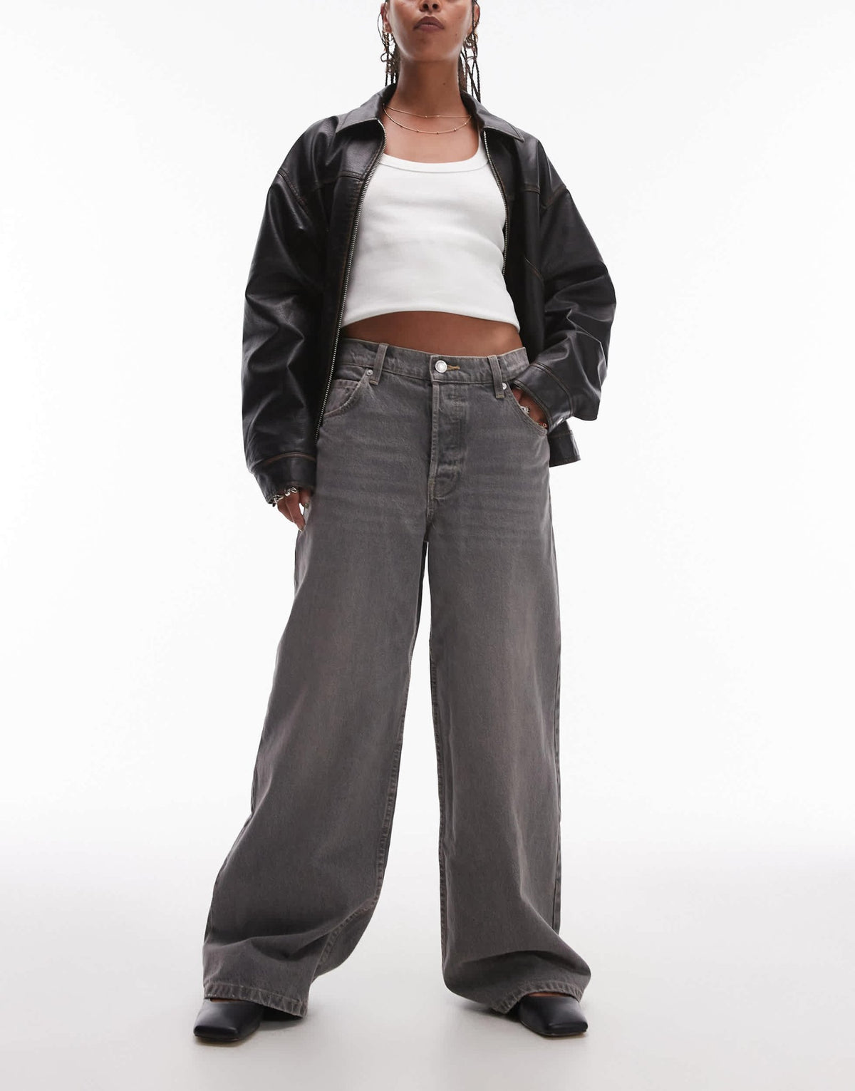 Mango relaxed straight jeans in washed black - ASOS Sample Sale