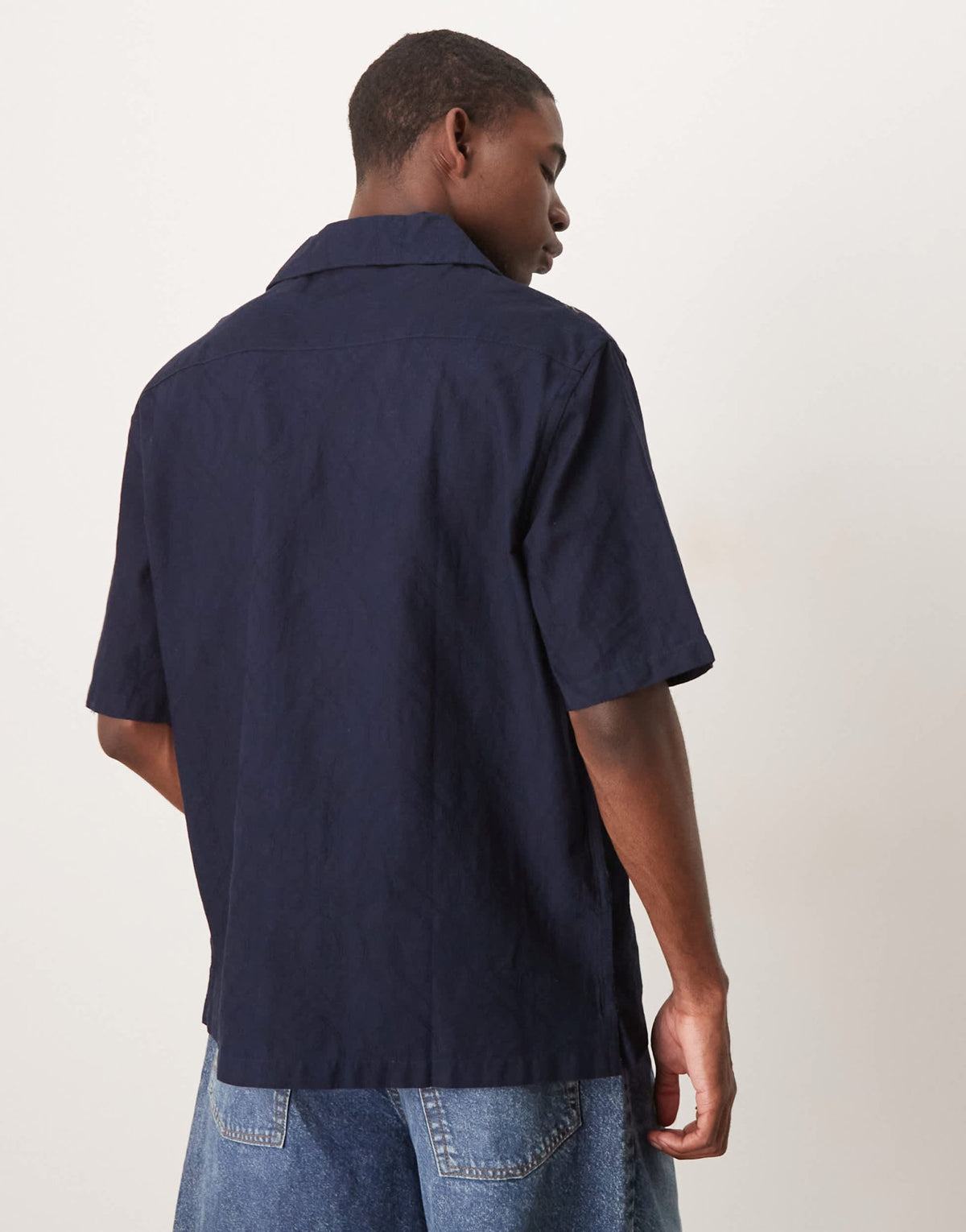 Mango revere collar regular fit shirt in navy - ASOS Sample Sale