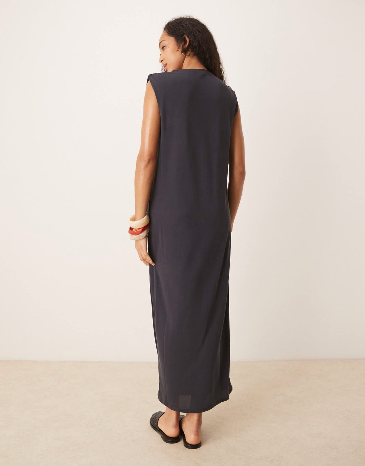 Mango round neck straight fit dress in washed black - ASOS Sample Sale