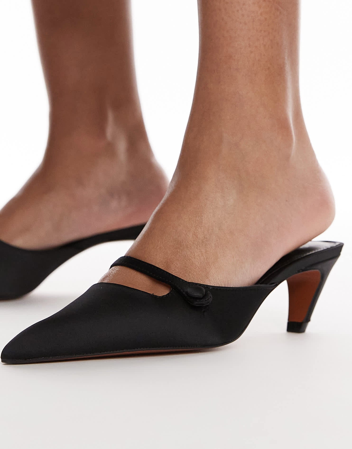 Mango satin heel with cross front in black - ASOS Sample Sale