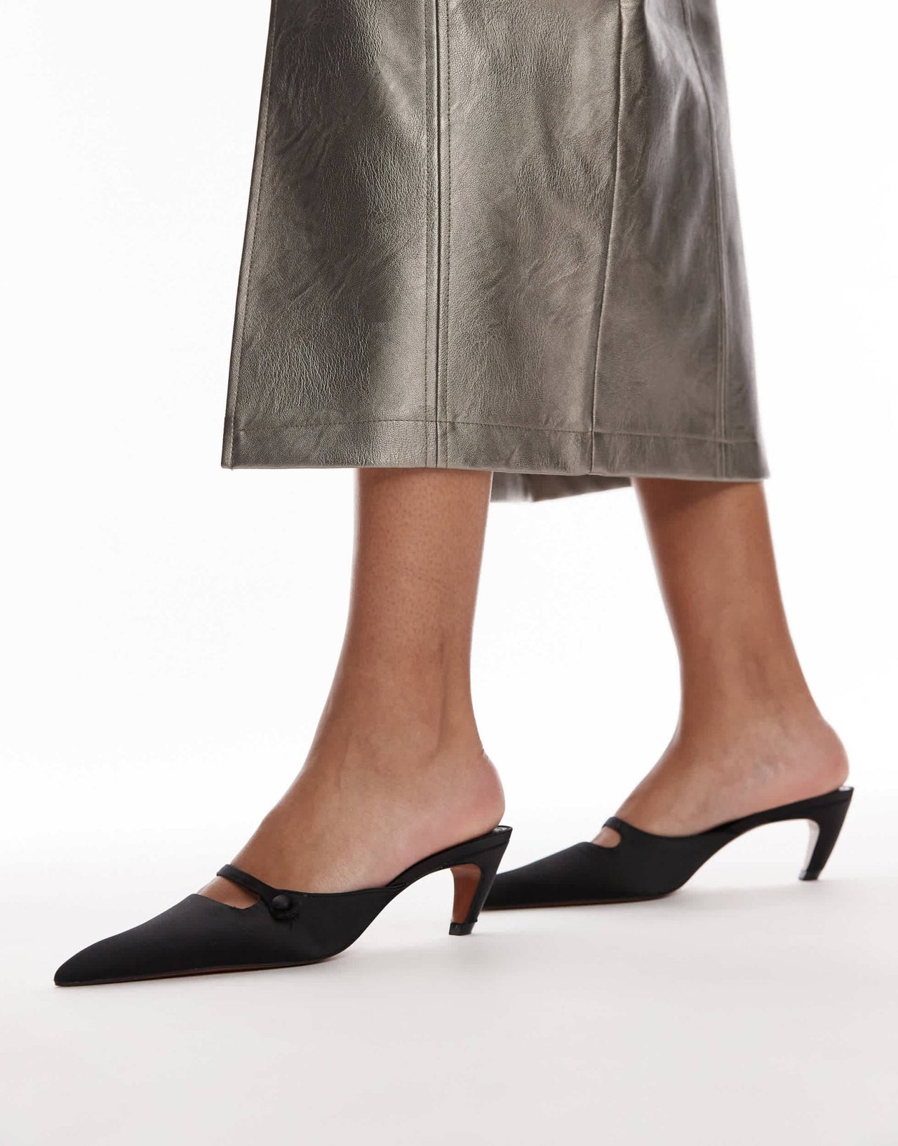Mango satin heel with cross front in black - ASOS Sample Sale
