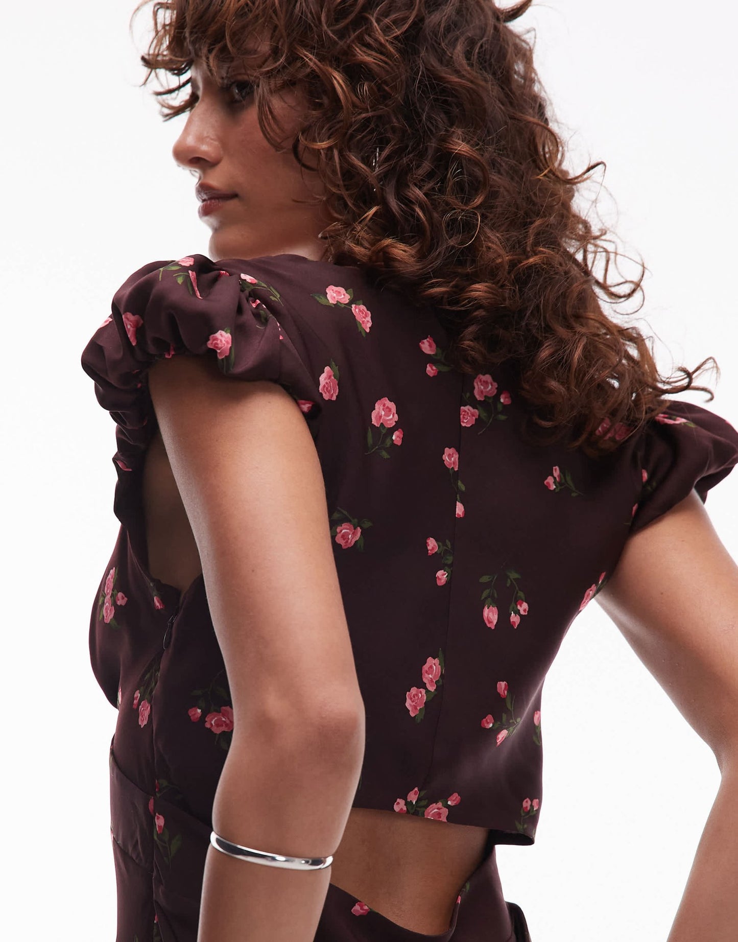 Mango scoop neck floral midi dress in brown - ASOS Sample Sale