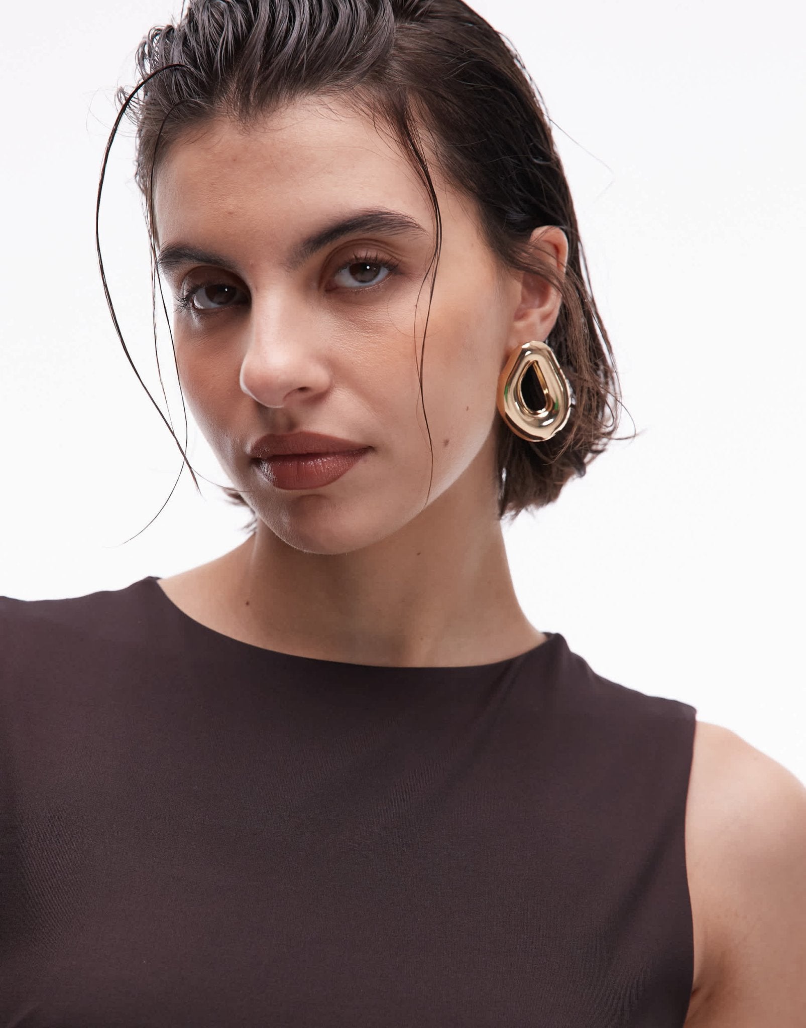 Mango sculpt midi dress in chocolate - ASOS Sample Sale