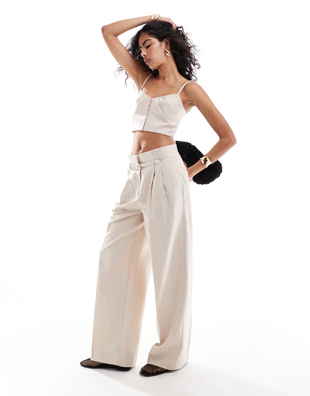 Mango Selection linen mix co - ord top in light beige - ASOS Sample Sale