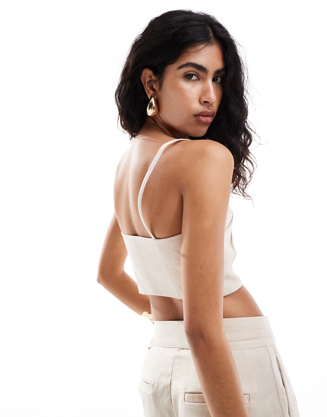 Mango Selection linen mix co - ord top in light beige - ASOS Sample Sale