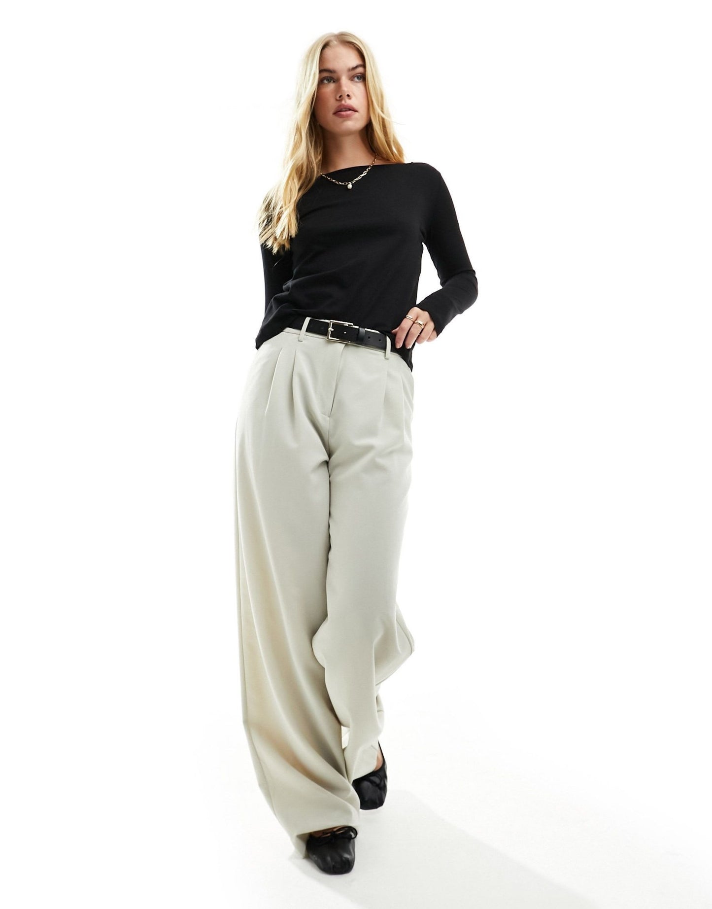 Mango slash neck long sleeve top in black - ASOS Sample Sale