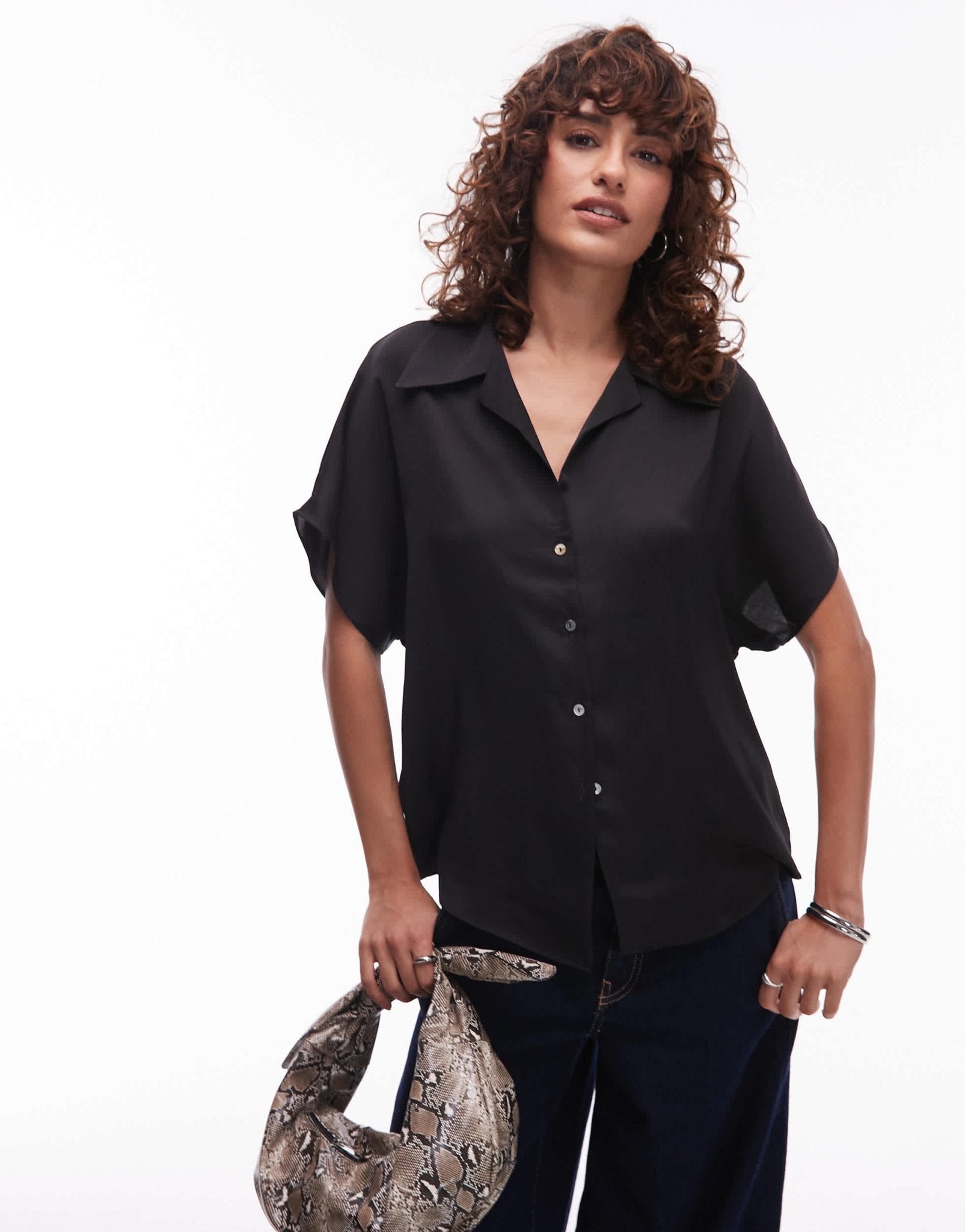 Mango sleeveless satin shirt in black - ASOS Sample Sale