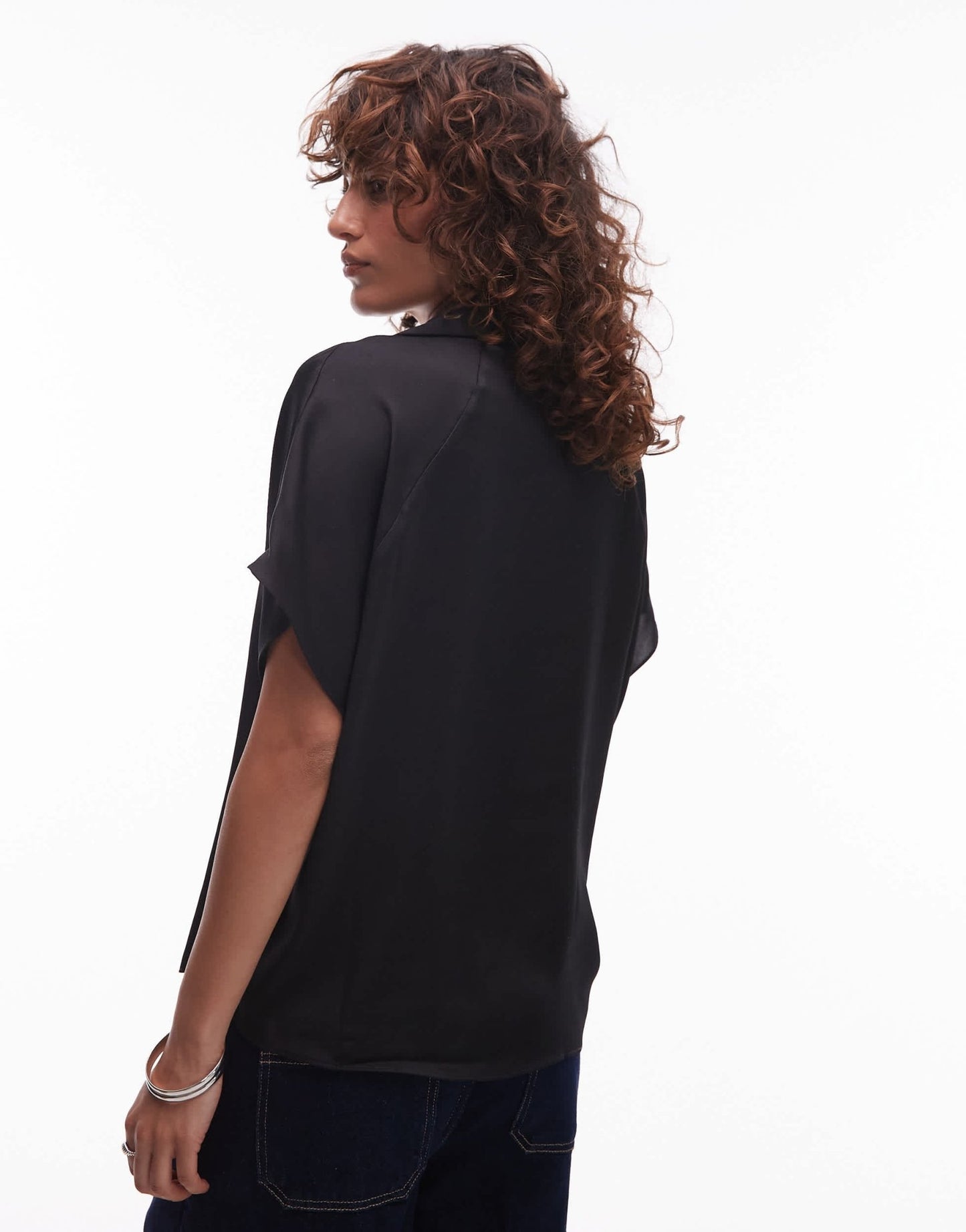 Mango sleeveless satin shirt in black - ASOS Sample Sale