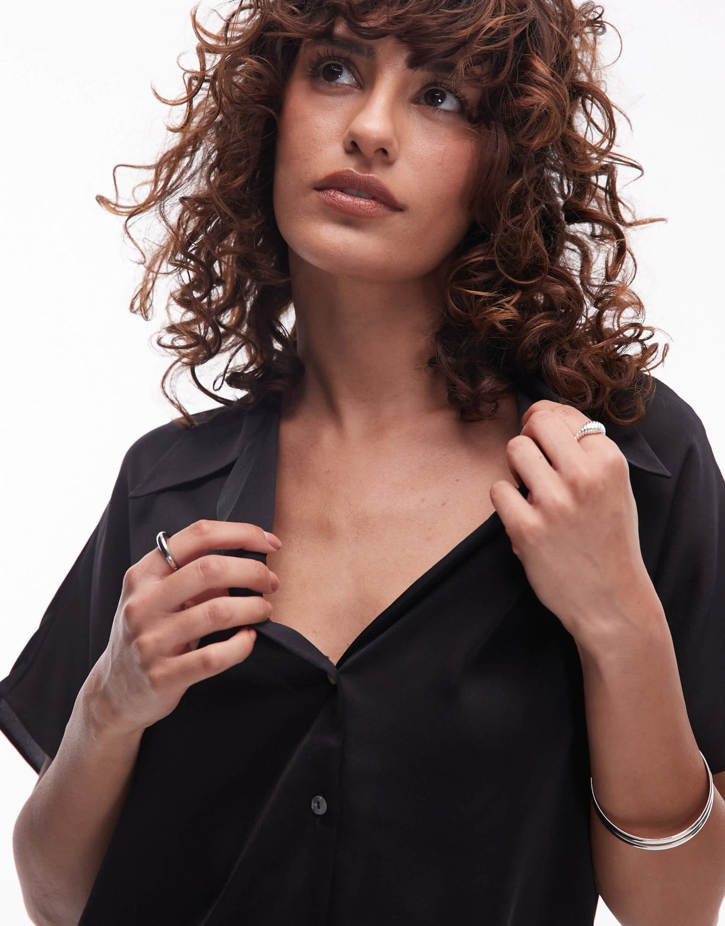 Mango sleeveless satin shirt in black - ASOS Sample Sale