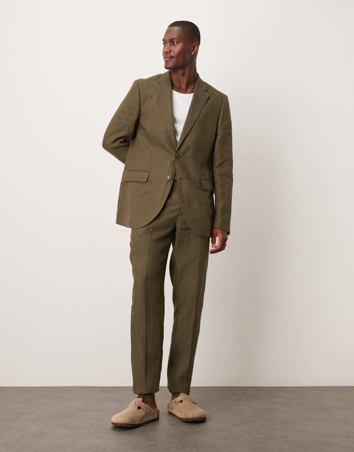 Mango slim fit linen suit blazer in green co-ord 17 - ASOS Sample Sale