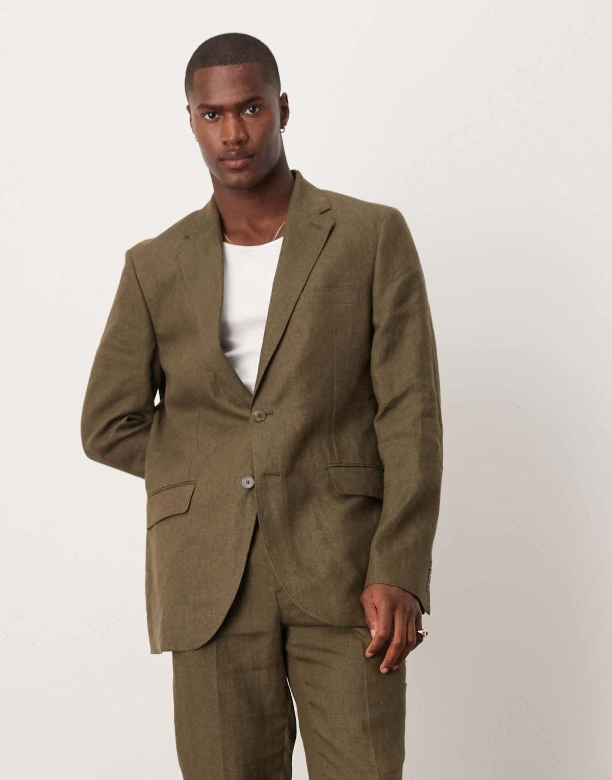 Mango slim fit linen suit blazer in green co-ord 17 - ASOS Sample Sale