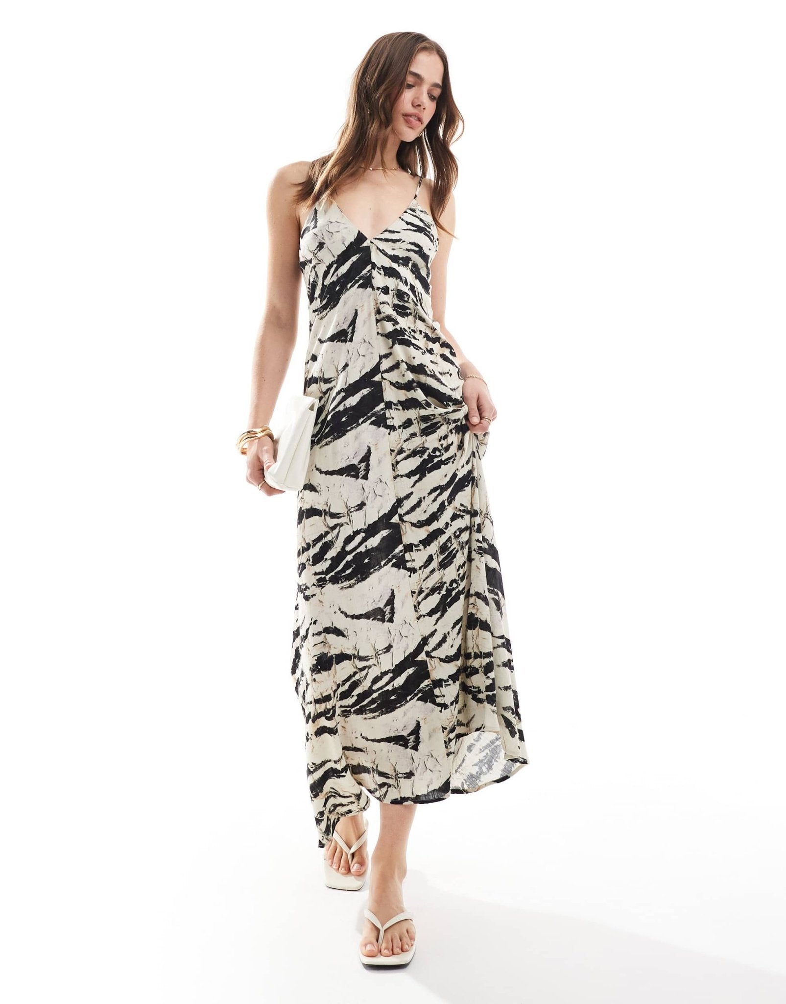 Mango snake print cami maxi dress in grey - ASOS Sample Sale