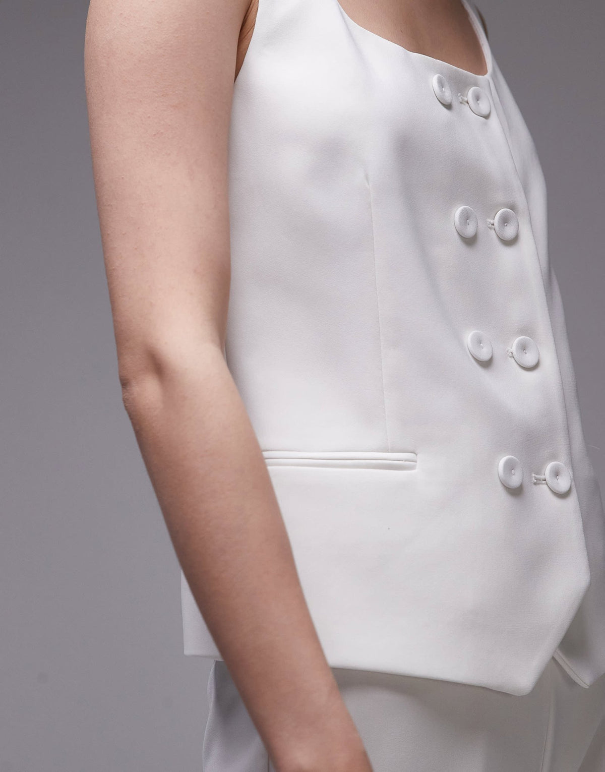 Mango square neck waistcoat co-ord in white - ASOS Sample Sale