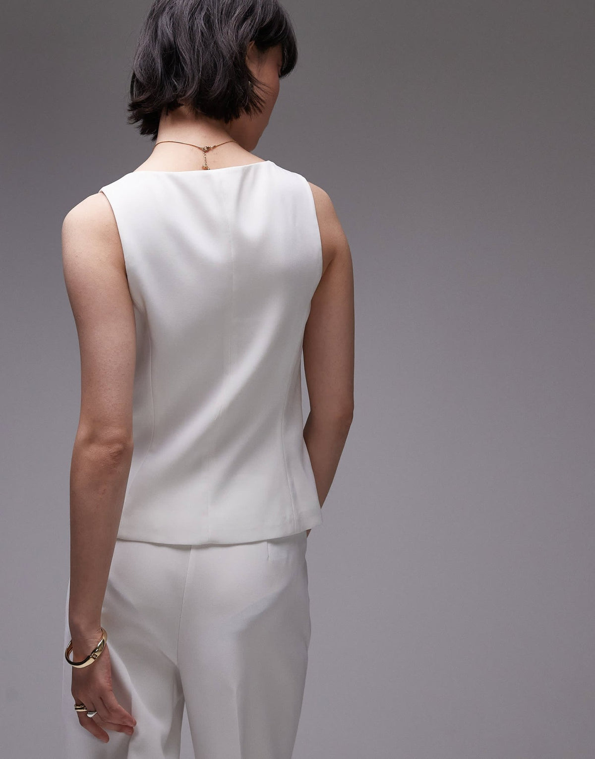 Mango square neck waistcoat co-ord in white - ASOS Sample Sale