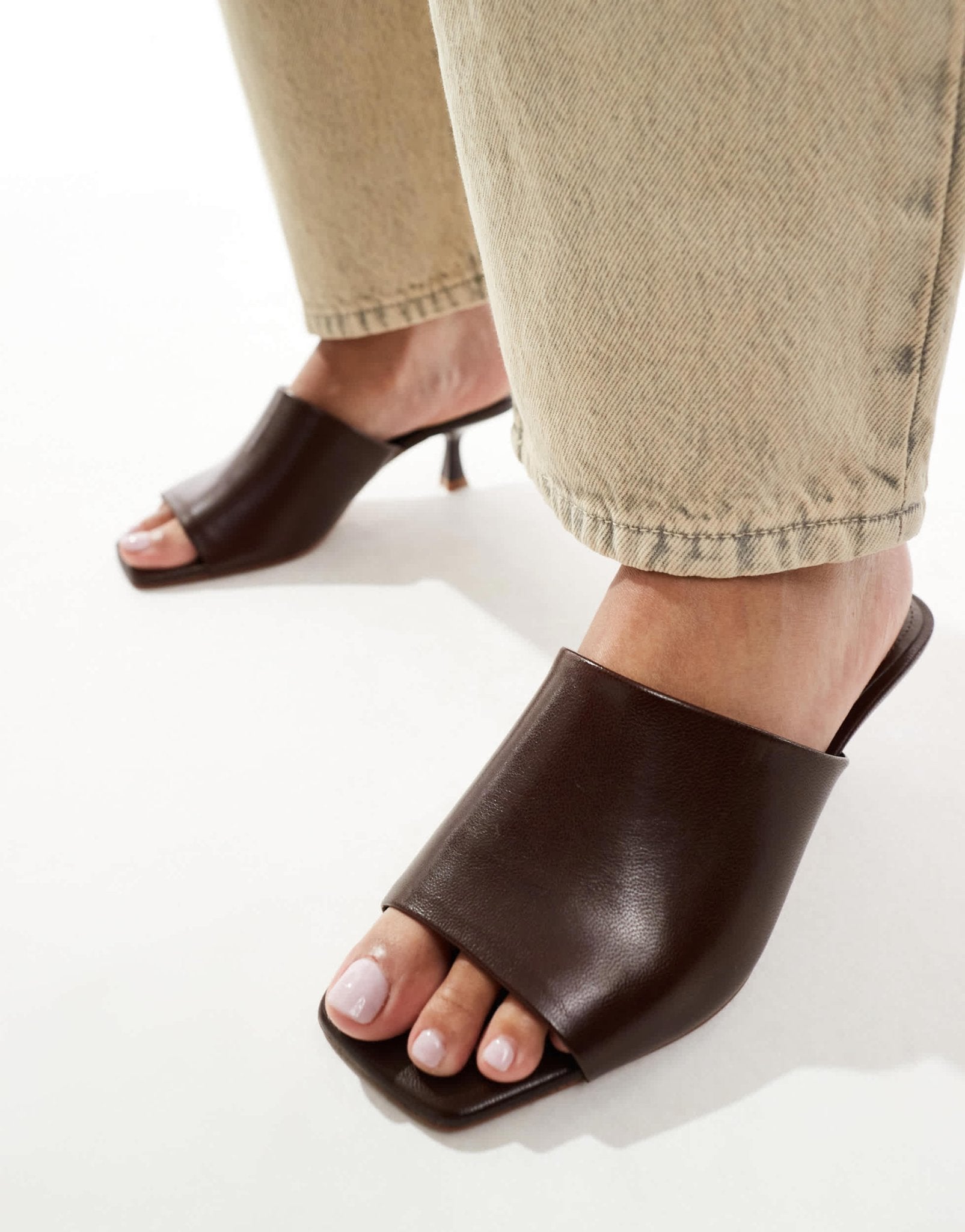 Mango square toe mules in dark brown - ASOS Sample Sale
