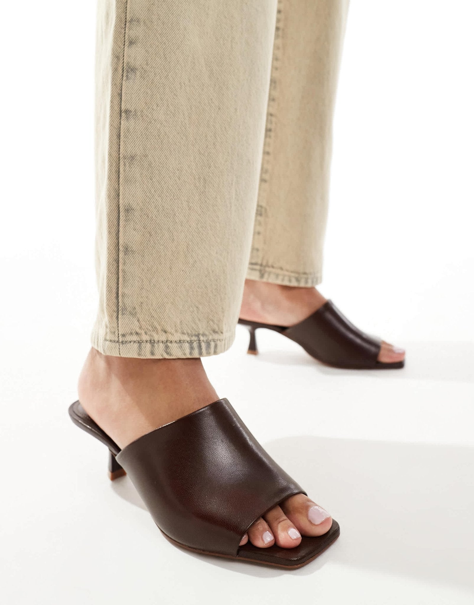 Mango square toe mules in dark brown - ASOS Sample Sale