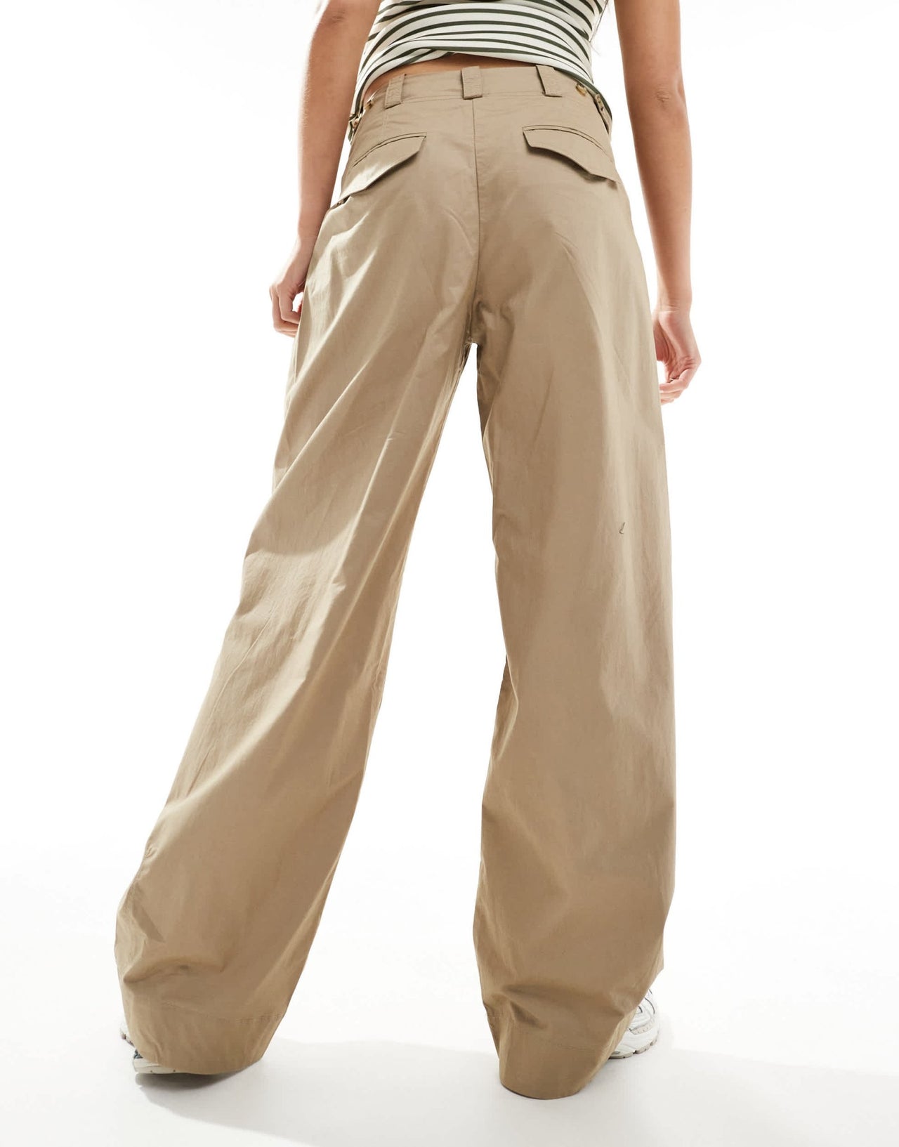 Mango straight leg button front slouchy trousers in beige - ASOS Sample Sale