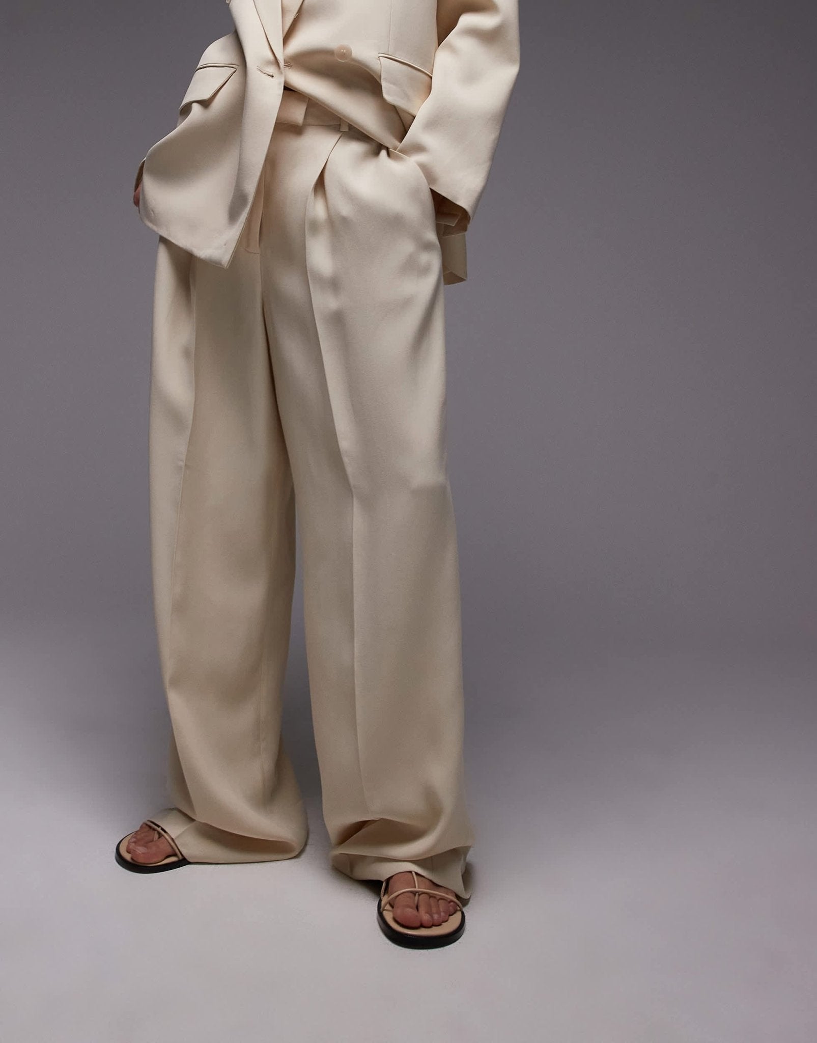 Mango straight leg tailored trouser co - ord in pale yellow - ASOS Sample Sale