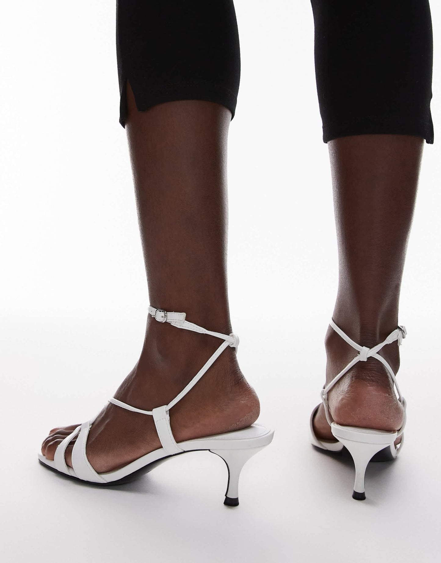 Mango strappy kitten heel in white - ASOS Sample Sale