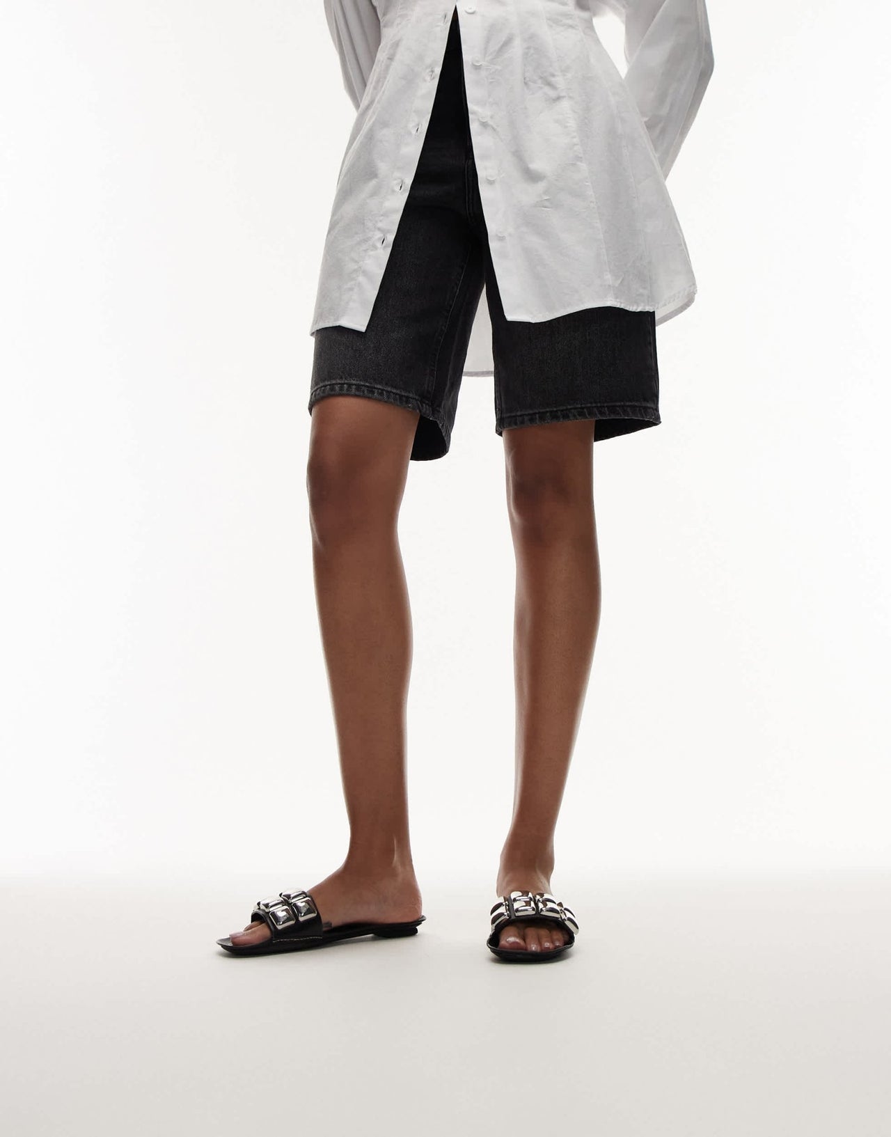 Mango studded leather sandals in black - ASOS Sample Sale