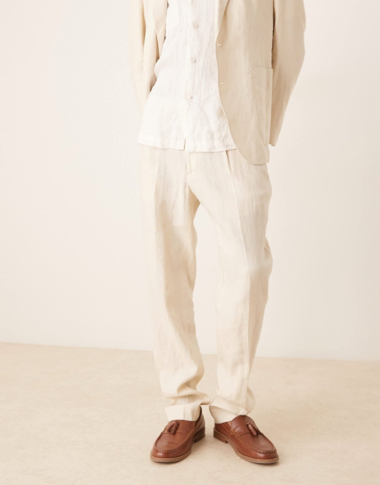 Mango tailored linen trouser co - ord in ecru - ASOS Sample Sale