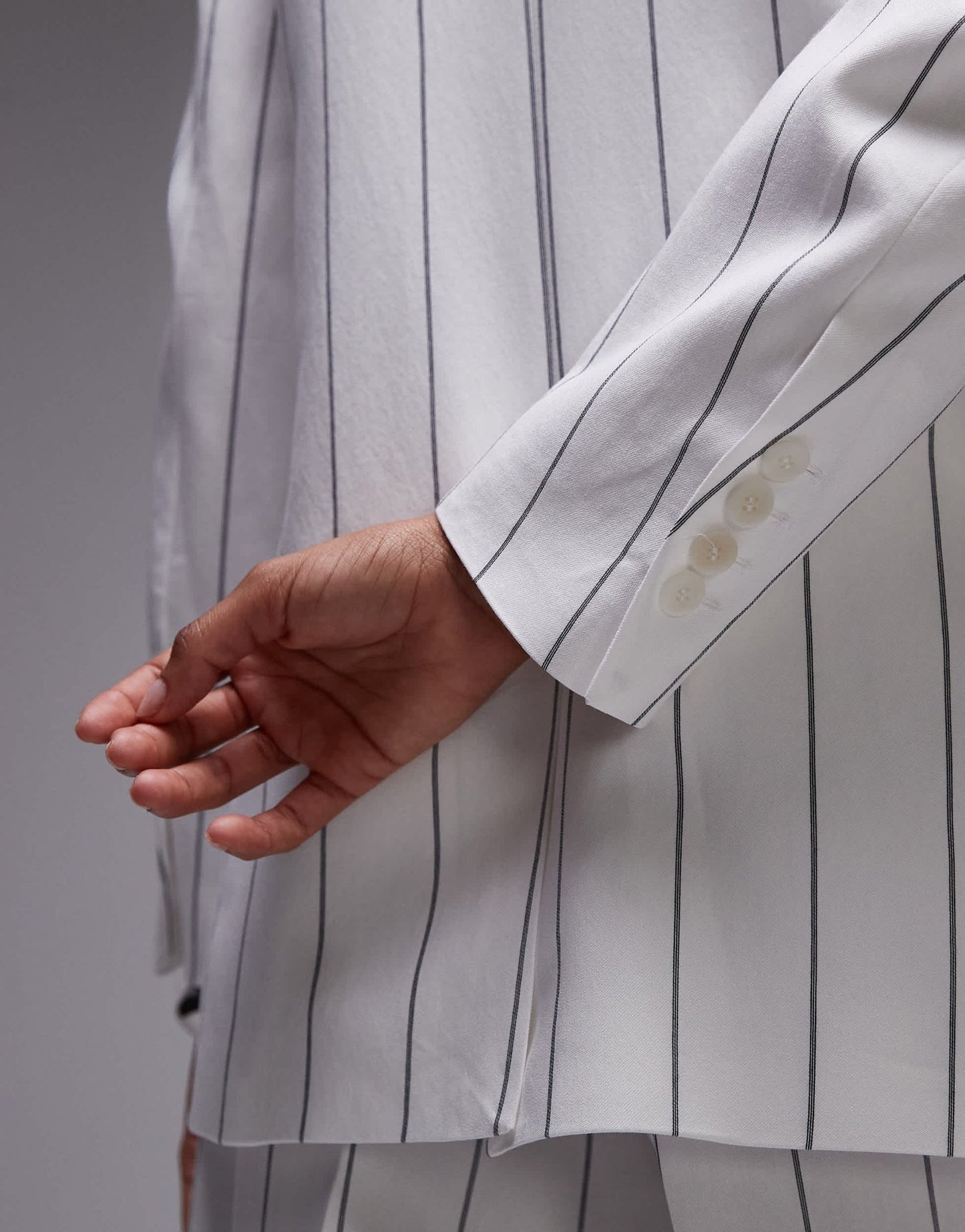 Mango tailored pinstripe blazer co - ord in white - ASOS Sample Sale