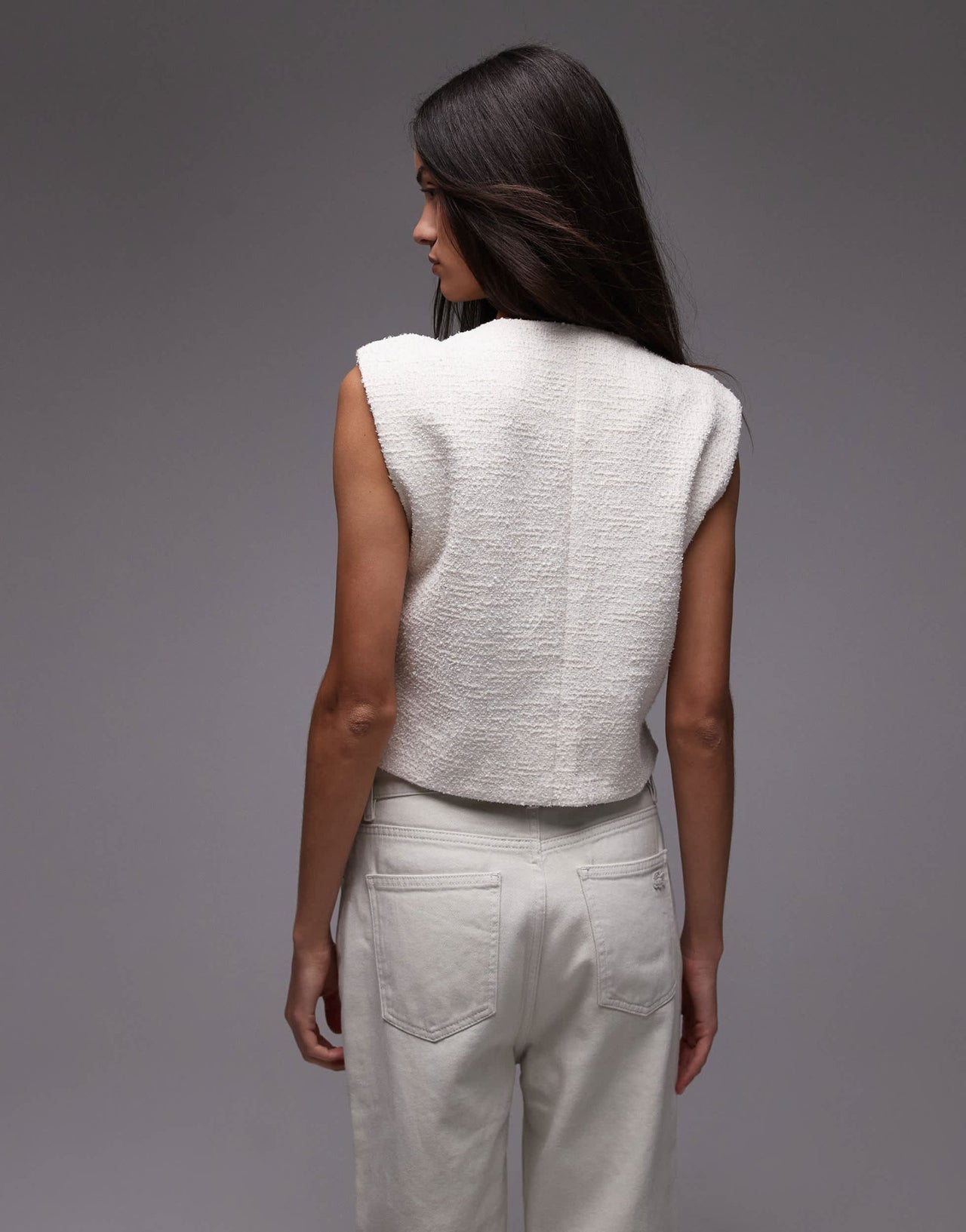 Mango tailored round neck waistcoat in white - ASOS Sample Sale