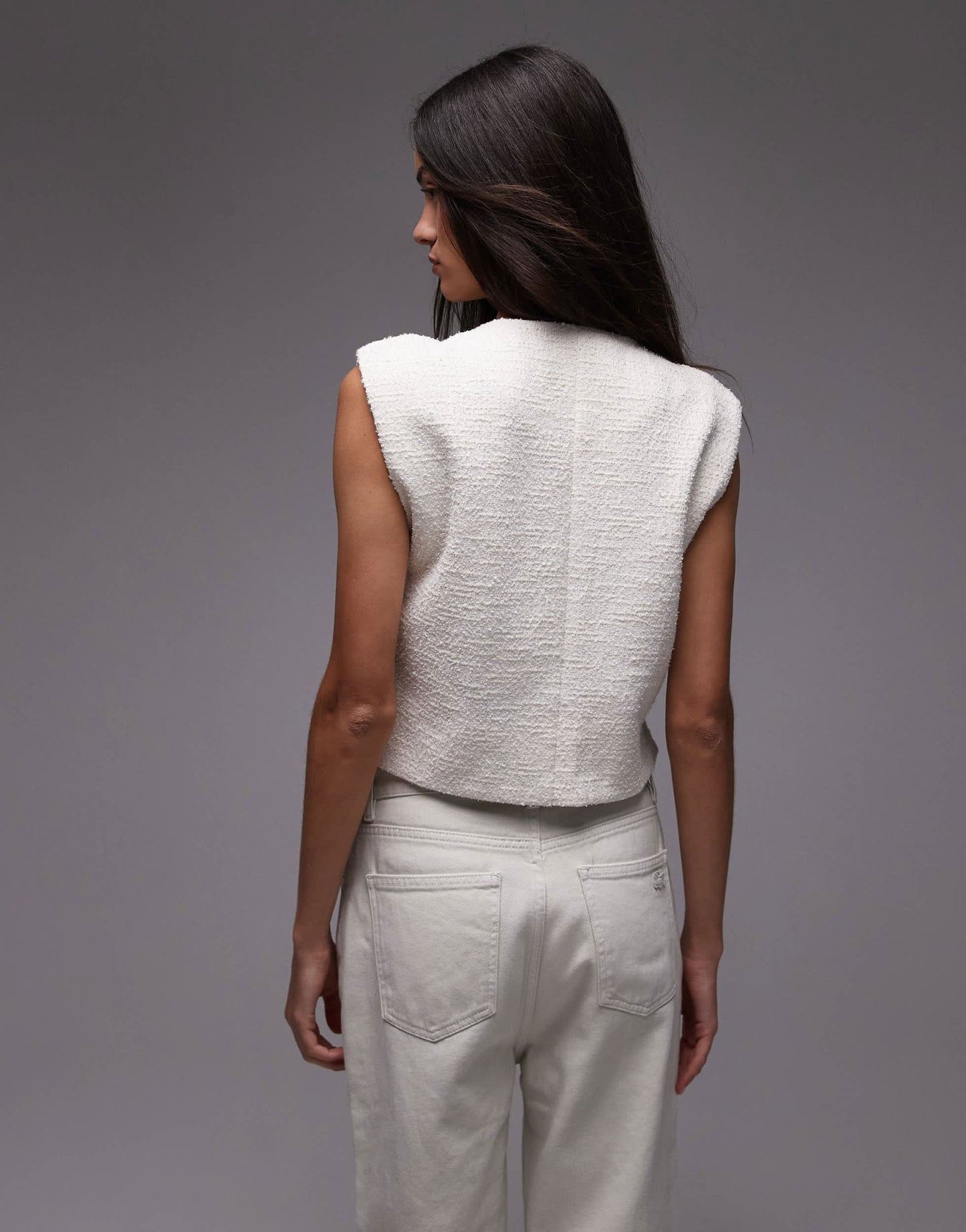 Mango tailored round neck waistcoat in white - ASOS Sample Sale