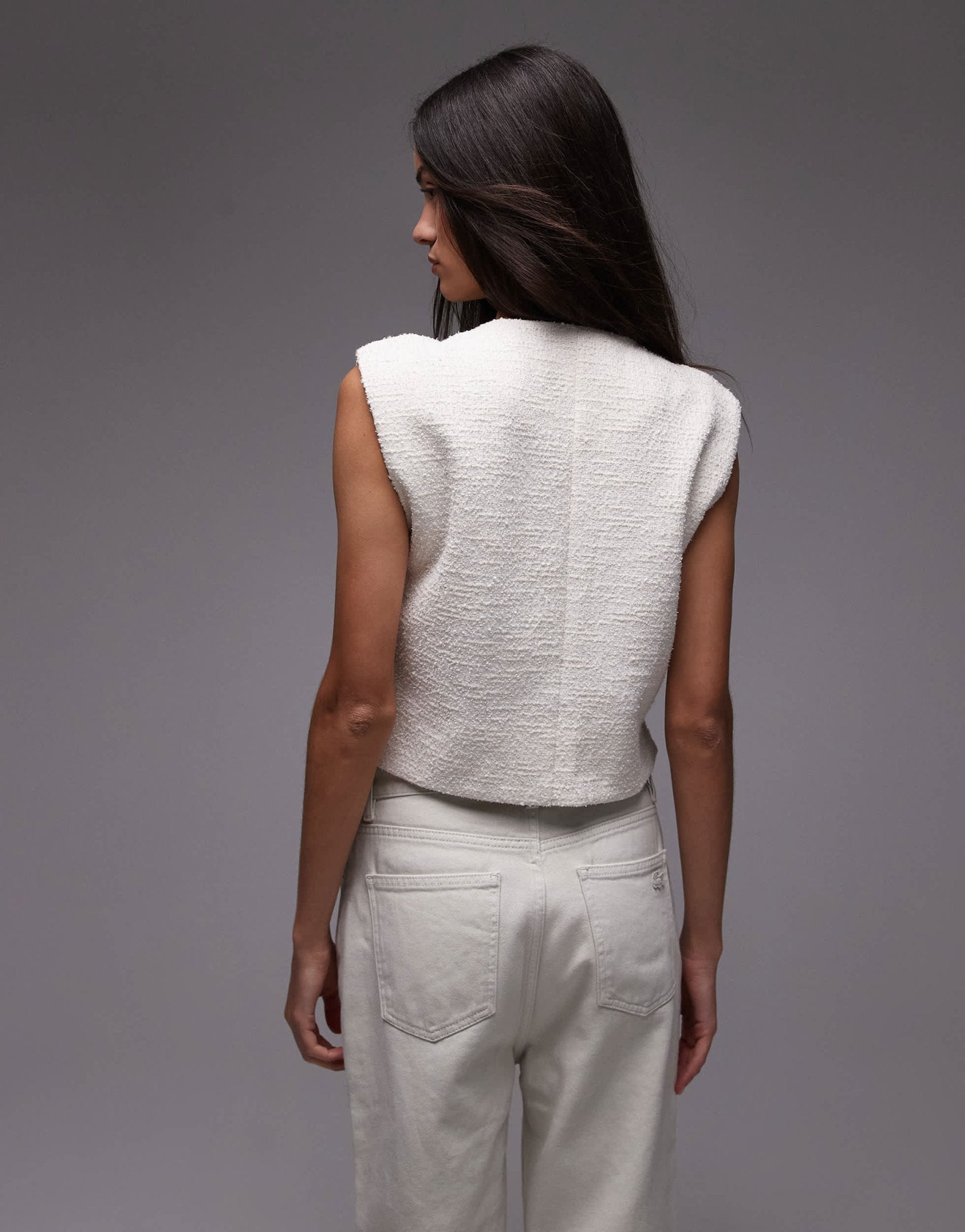 Mango tailored round neck waistcoat in white - ASOS Sample Sale