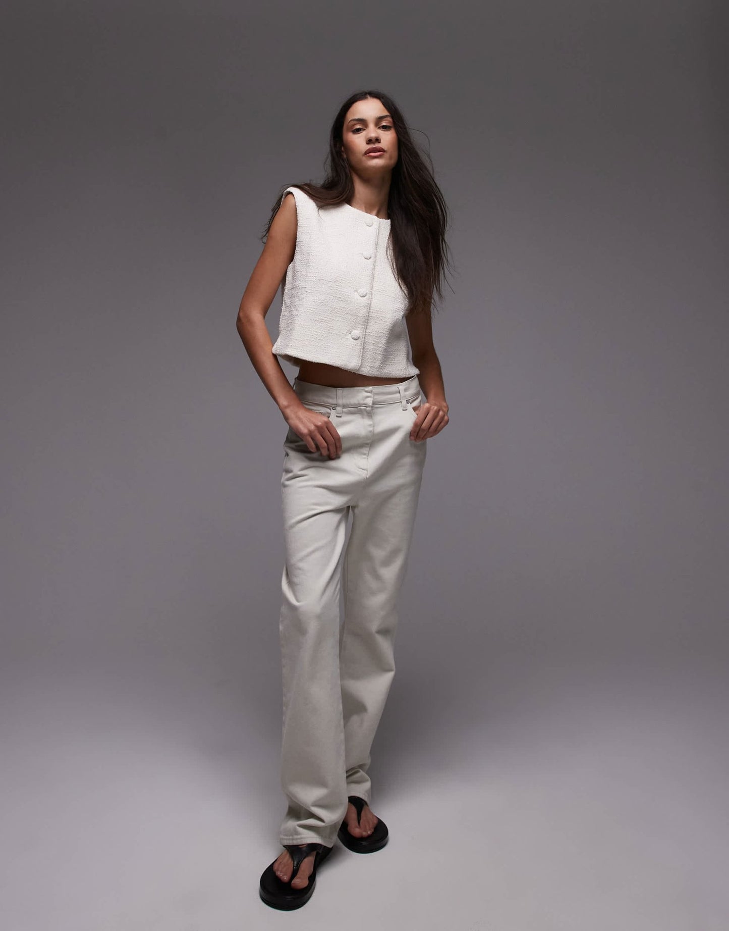 Mango tailored round neck waistcoat in white - ASOS Sample Sale
