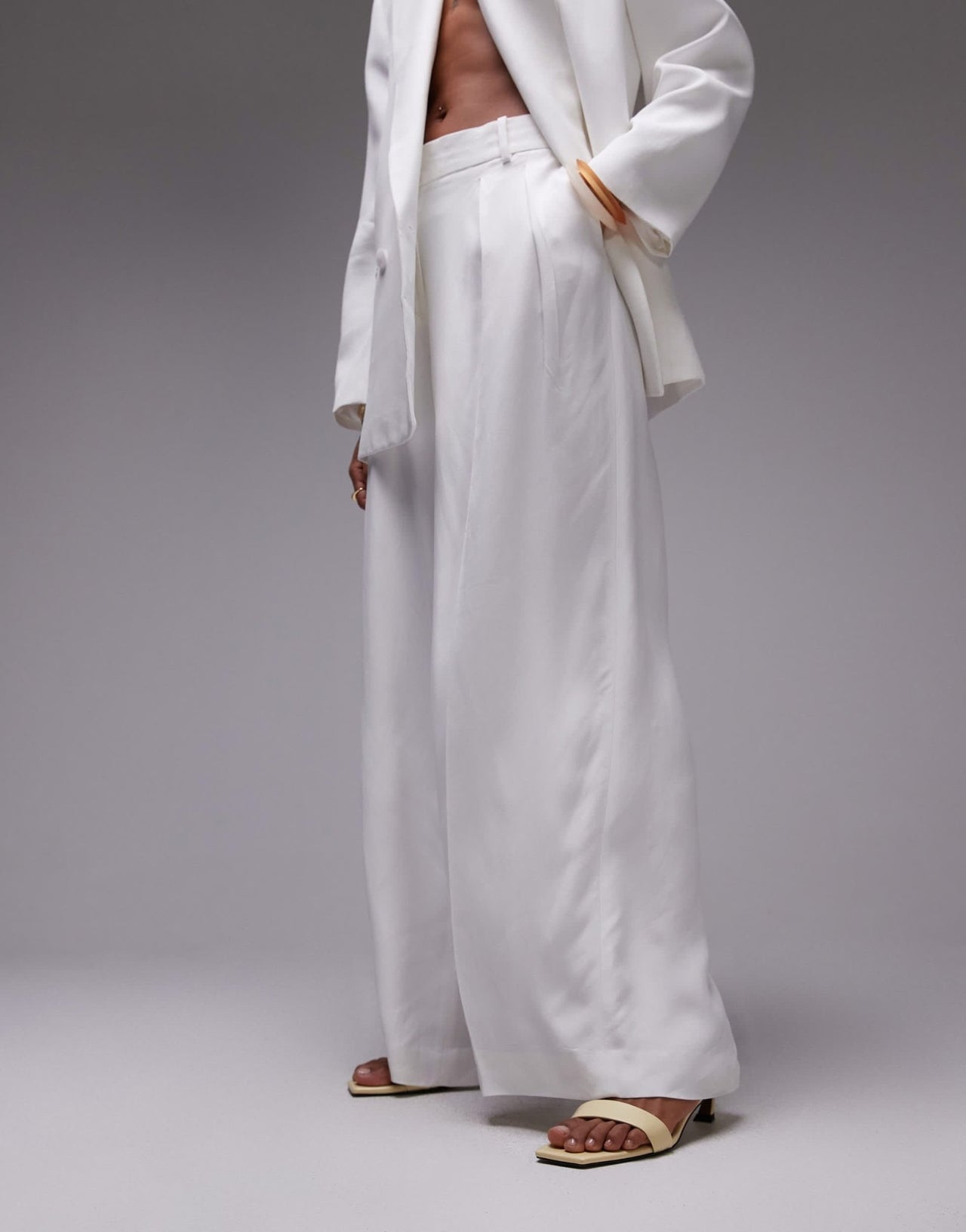 Mango tailored straight leg trouser co-ord in white - ASOS Sample Sale