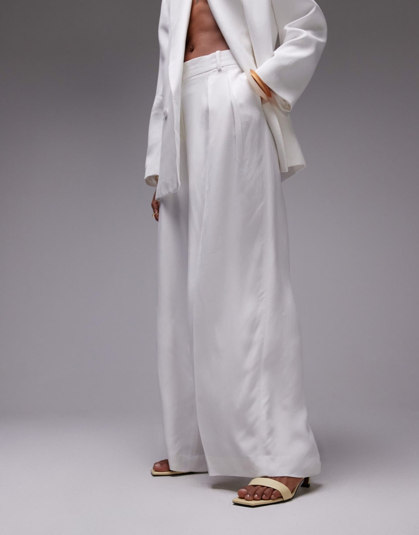 Mango tailored straight leg trouser co-ord in white - ASOS Sample Sale