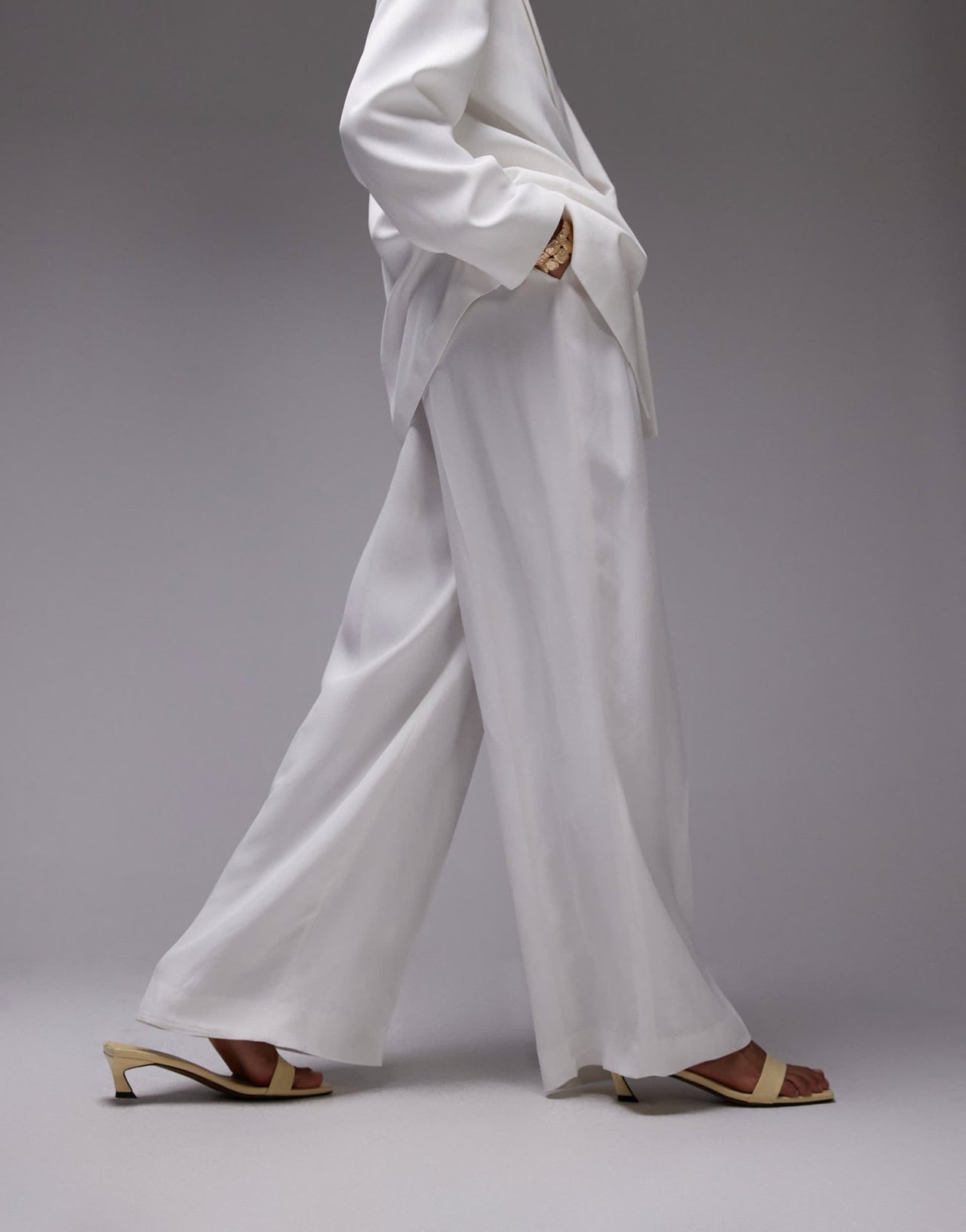 Mango tailored straight leg trouser co-ord in white - ASOS Sample Sale