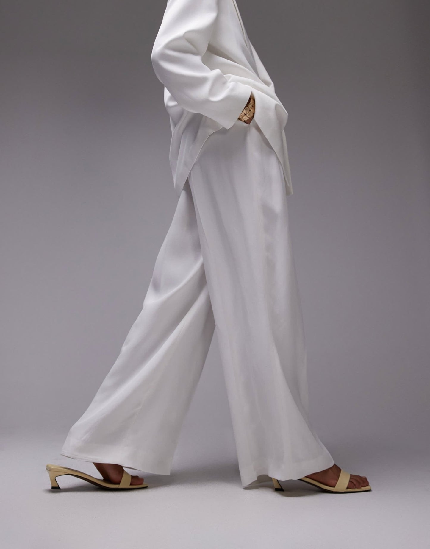 Mango tailored straight leg trouser co-ord in white - ASOS Sample Sale