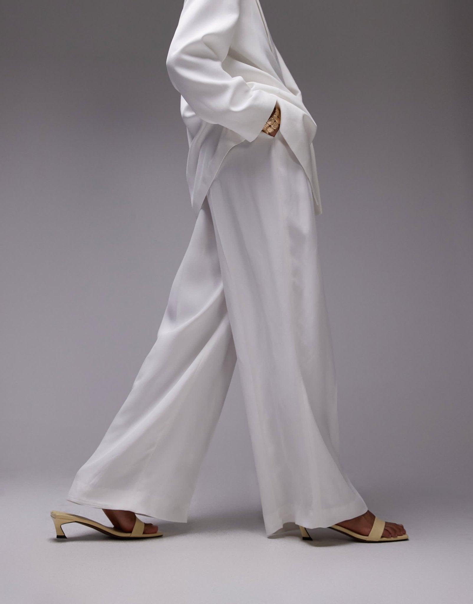 Mango tailored straight leg trouser co-ord in white - ASOS Sample Sale