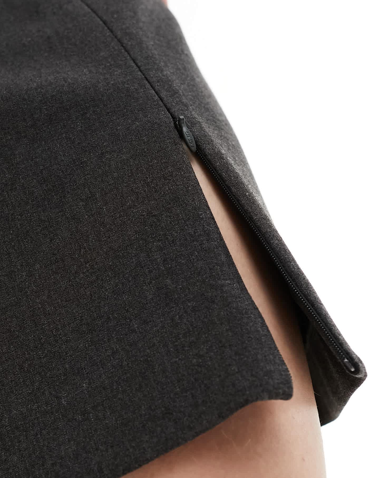 Mango tailored zip side skirt in grey - ASOS Sample Sale