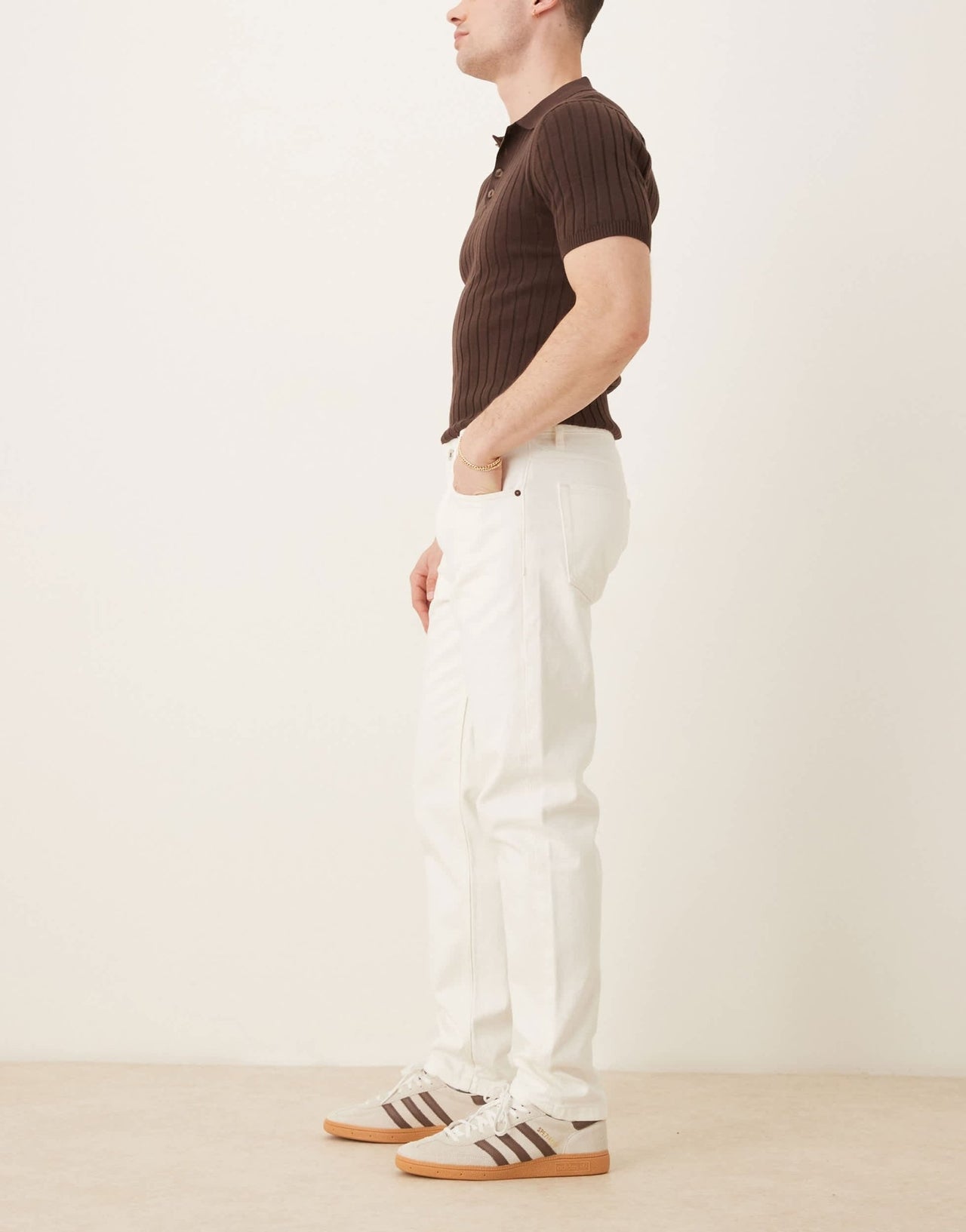 Mango tapered fit jeans in ecru - ASOS Sample Sale