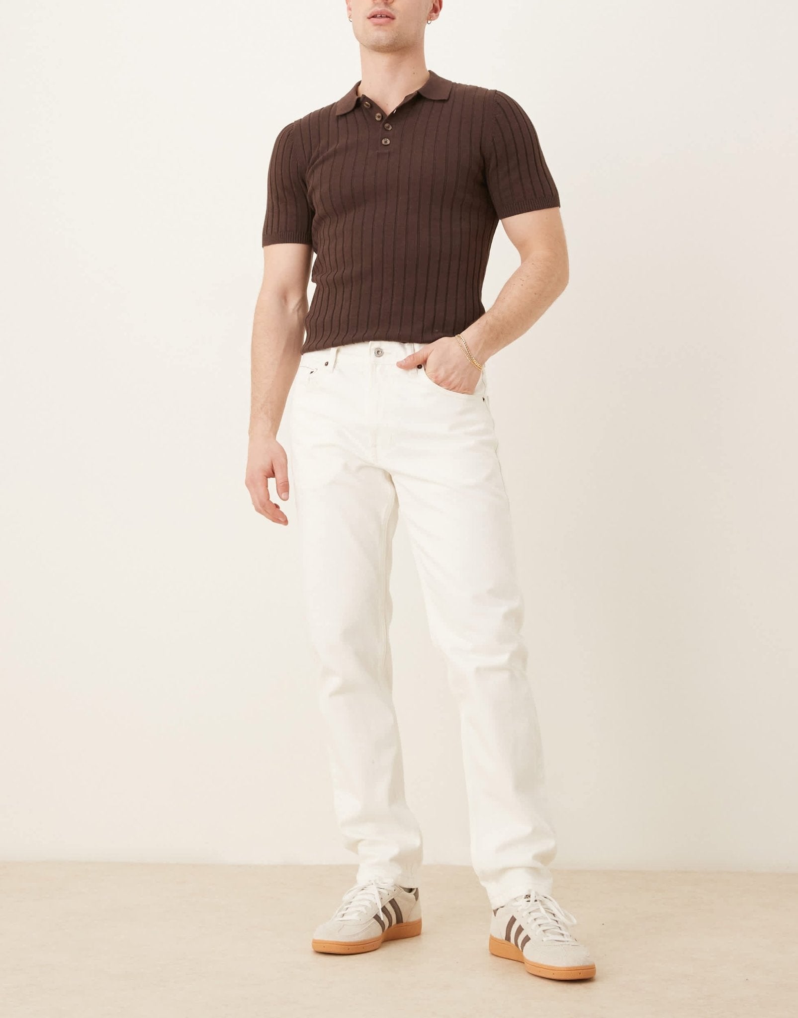 Mango tapered fit jeans in ecru - ASOS Sample Sale