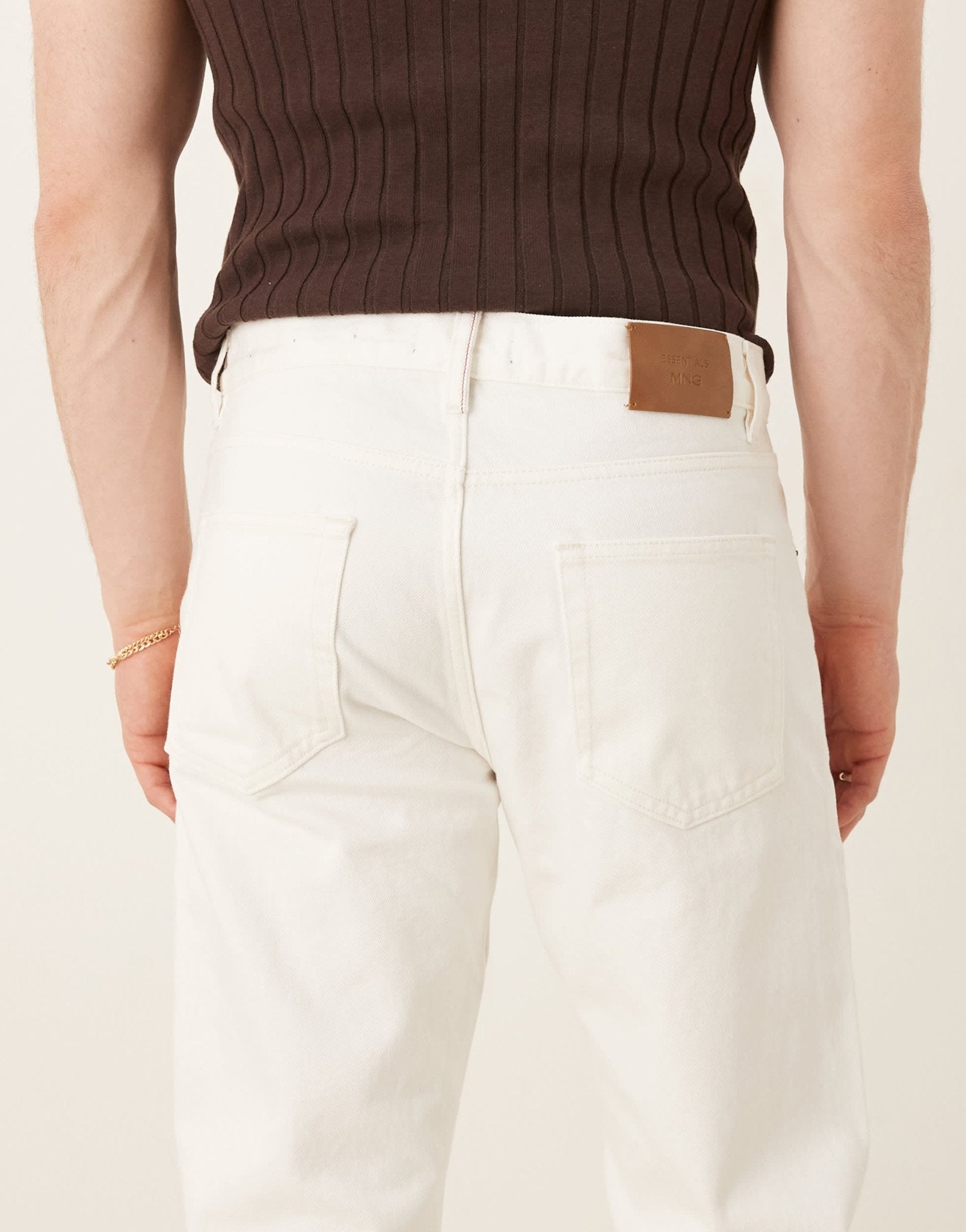 Mango tapered fit jeans in ecru - ASOS Sample Sale