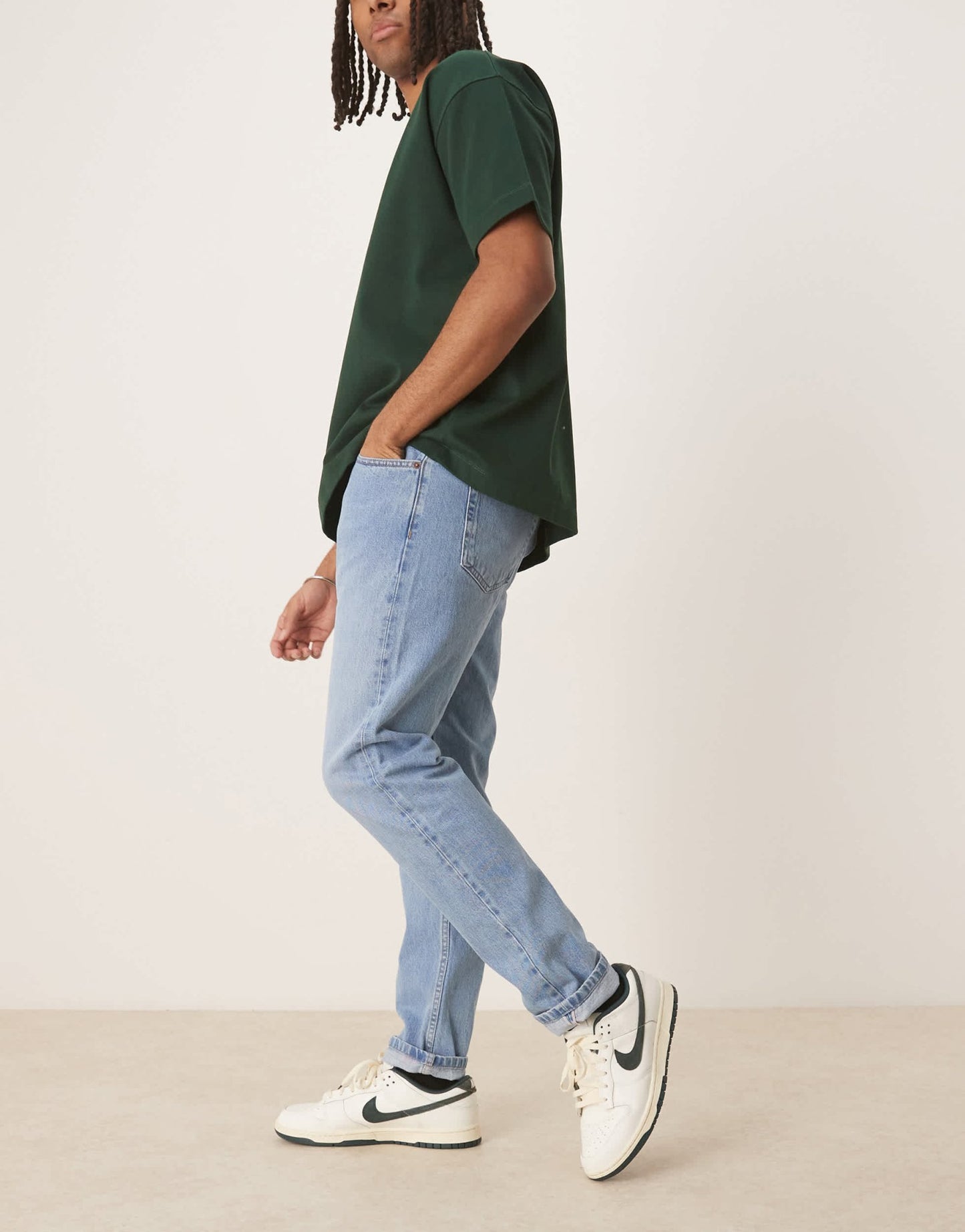 Mango tapered fit jeans in light blue - ASOS Sample Sale