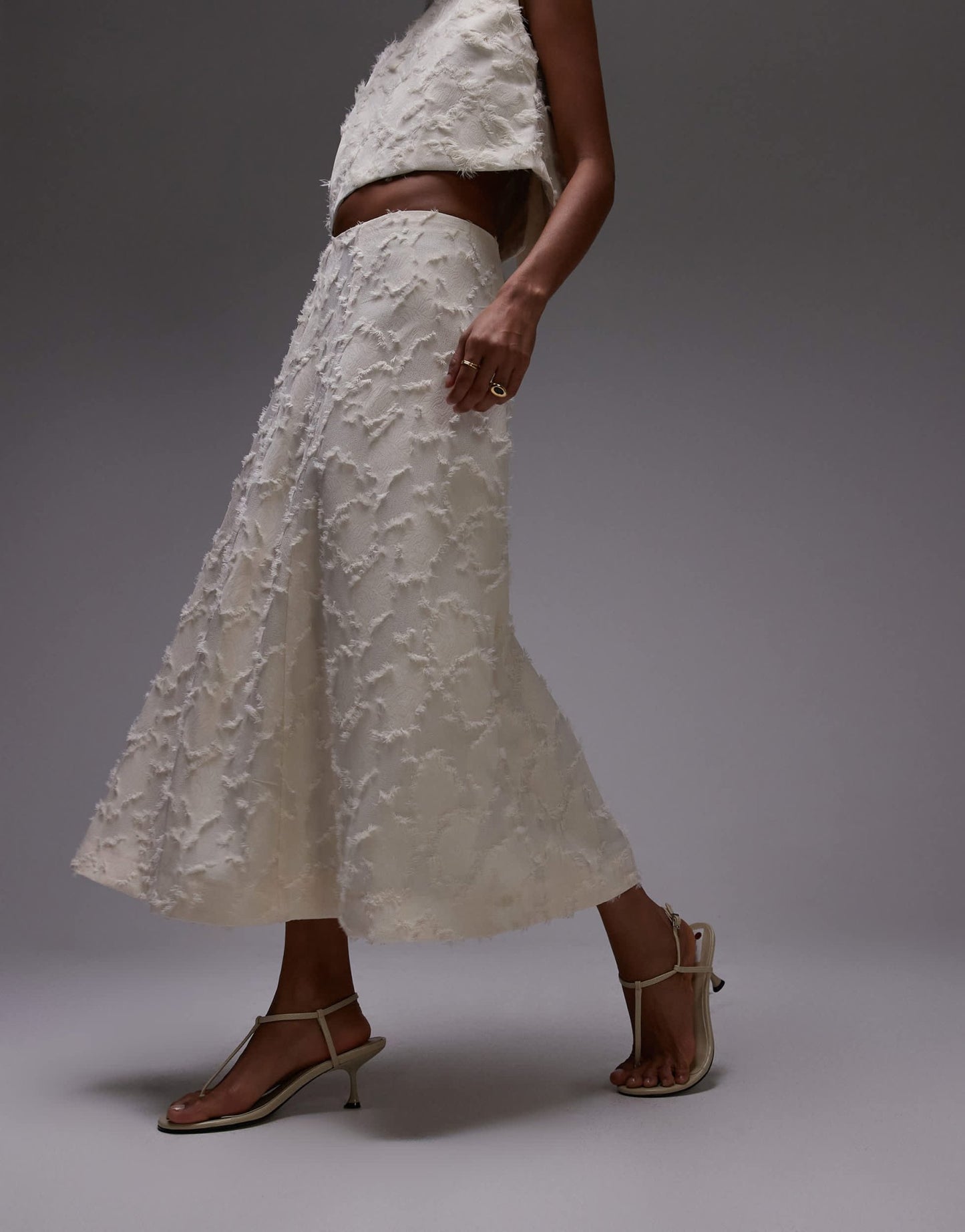 Mango textured midi skirt co-ord in white - ASOS Sample Sale