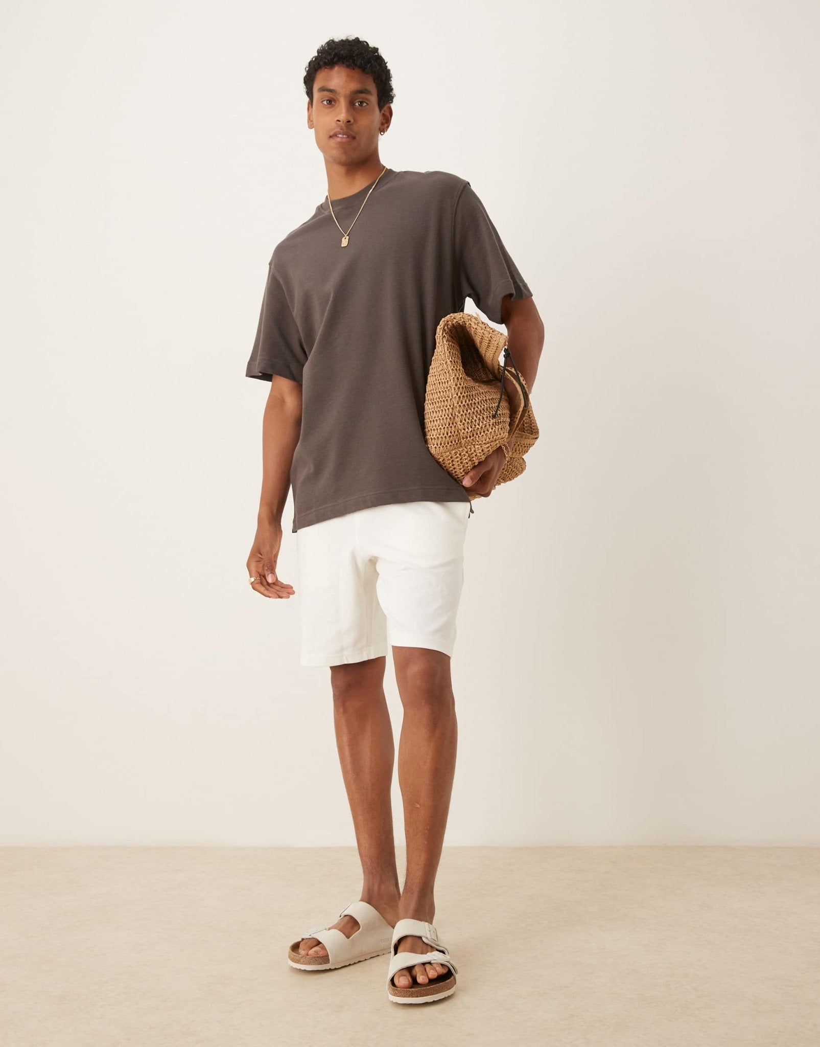 Mango textured regular fit t-shirt in chocolate - ASOS Sample Sale