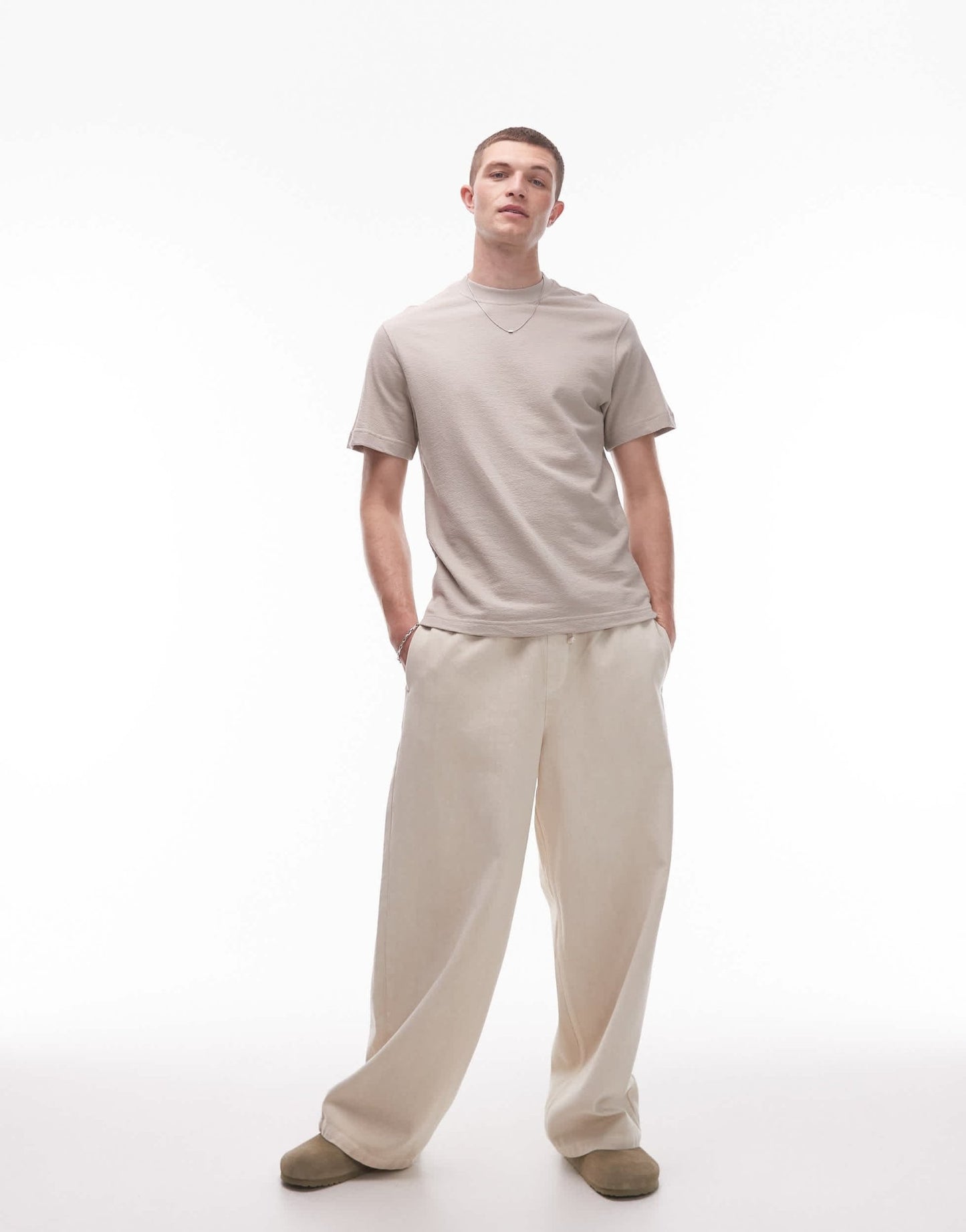 Mango textured regular fit t-shirt in stone - ASOS Sample Sale