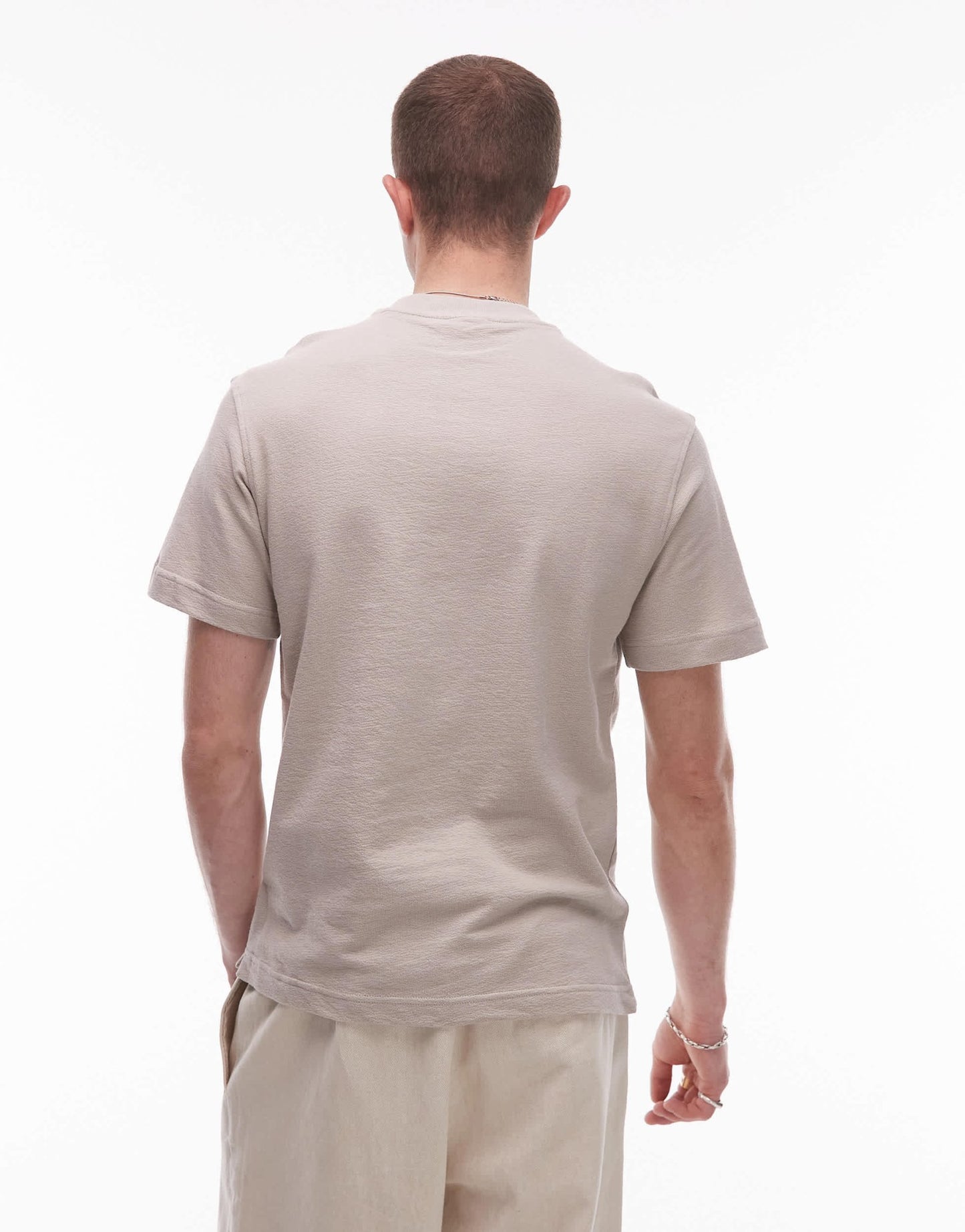 Mango textured regular fit t-shirt in stone - ASOS Sample Sale