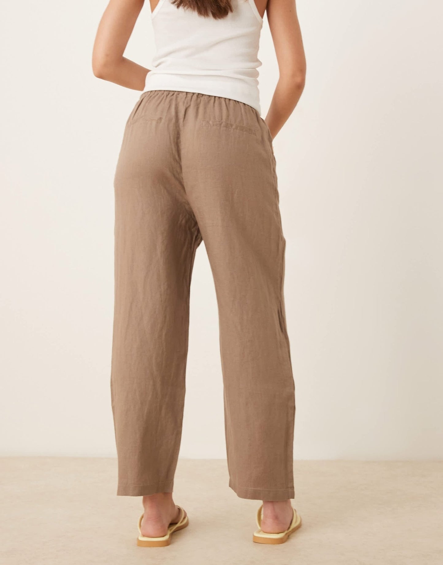 Mango tie waist linen trousers in brown - ASOS Sample Sale