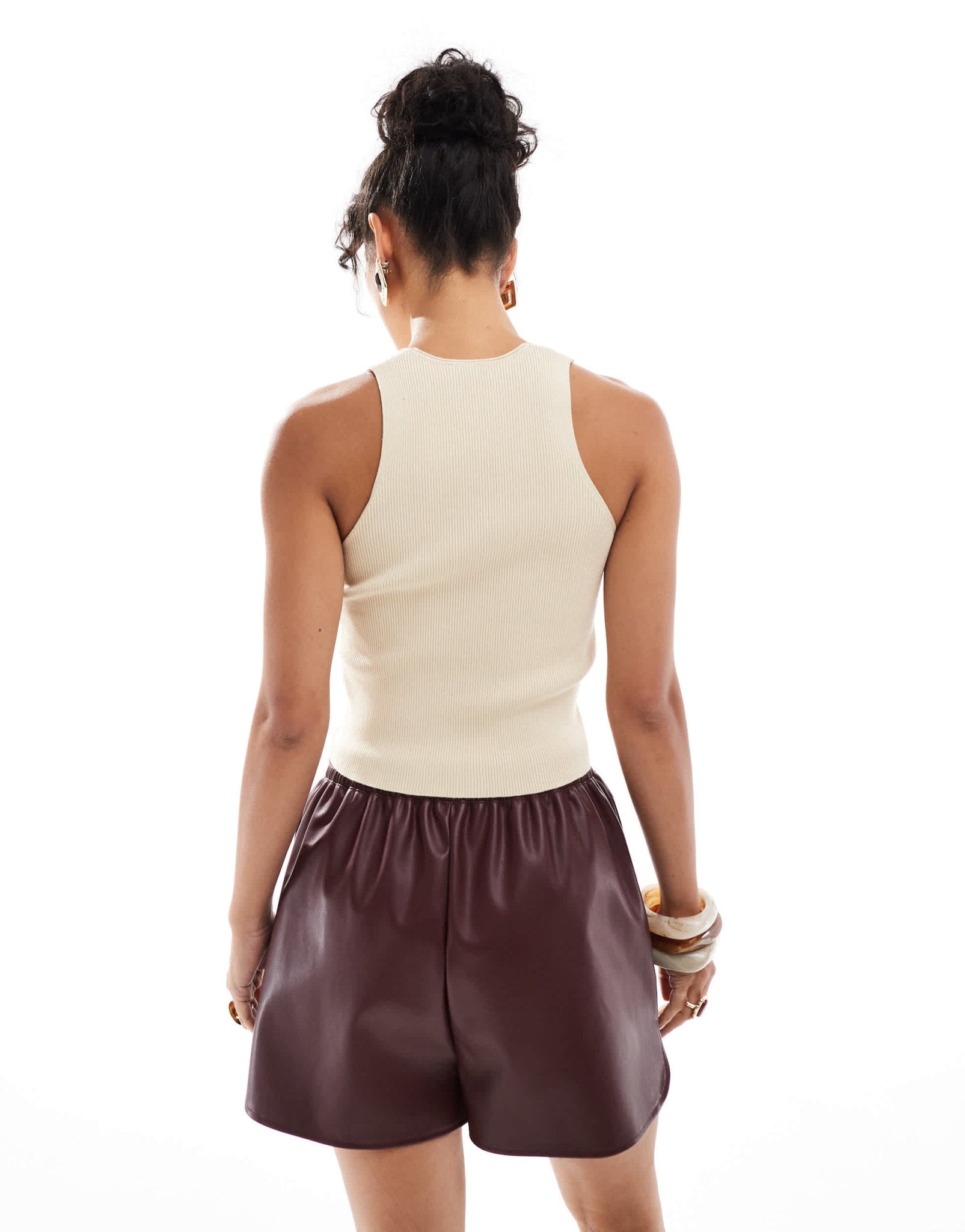 Mango twist front vest in beige - ASOS Sample Sale