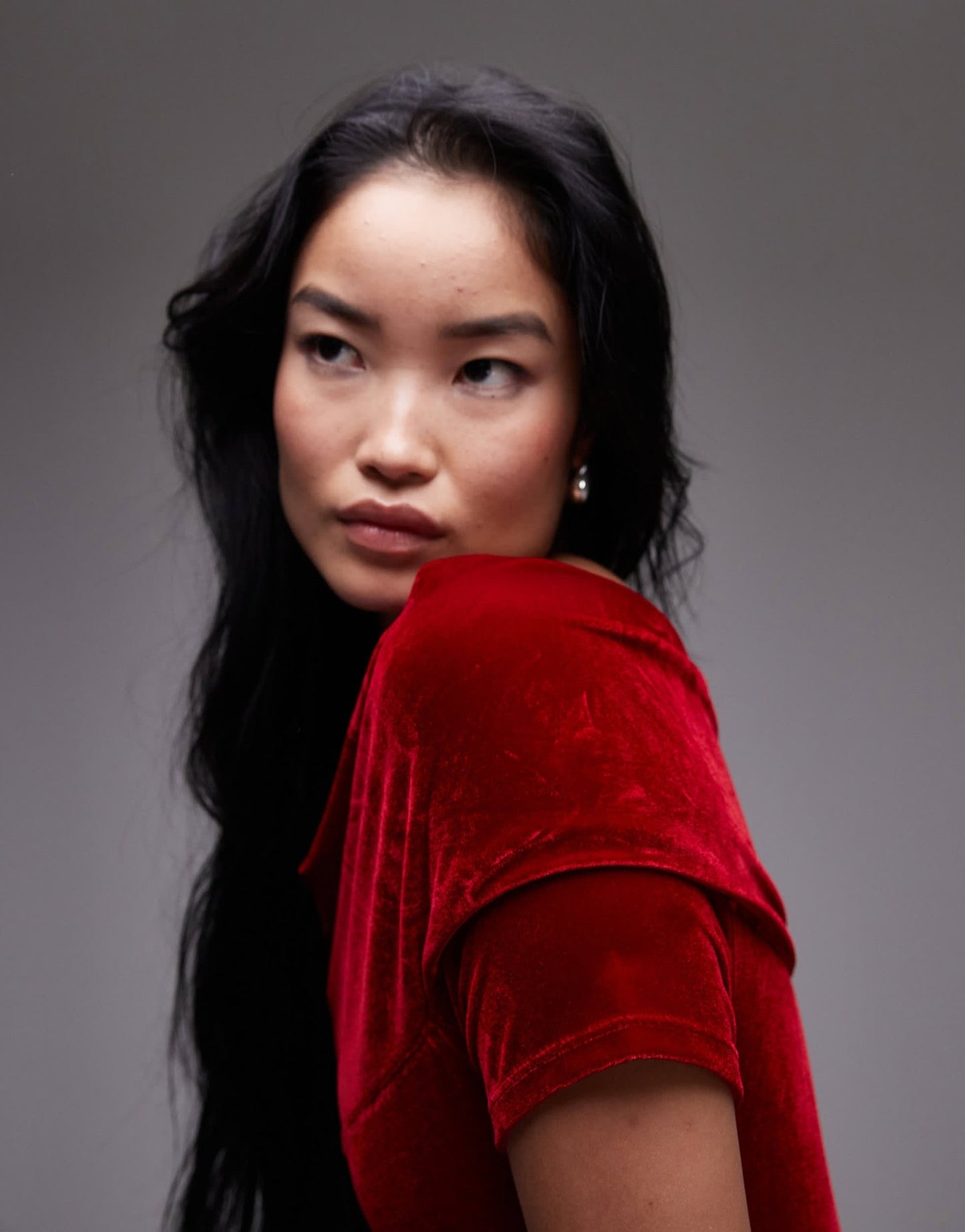 Mango velvet one shoulder bodysuit in red - ASOS Sample Sale