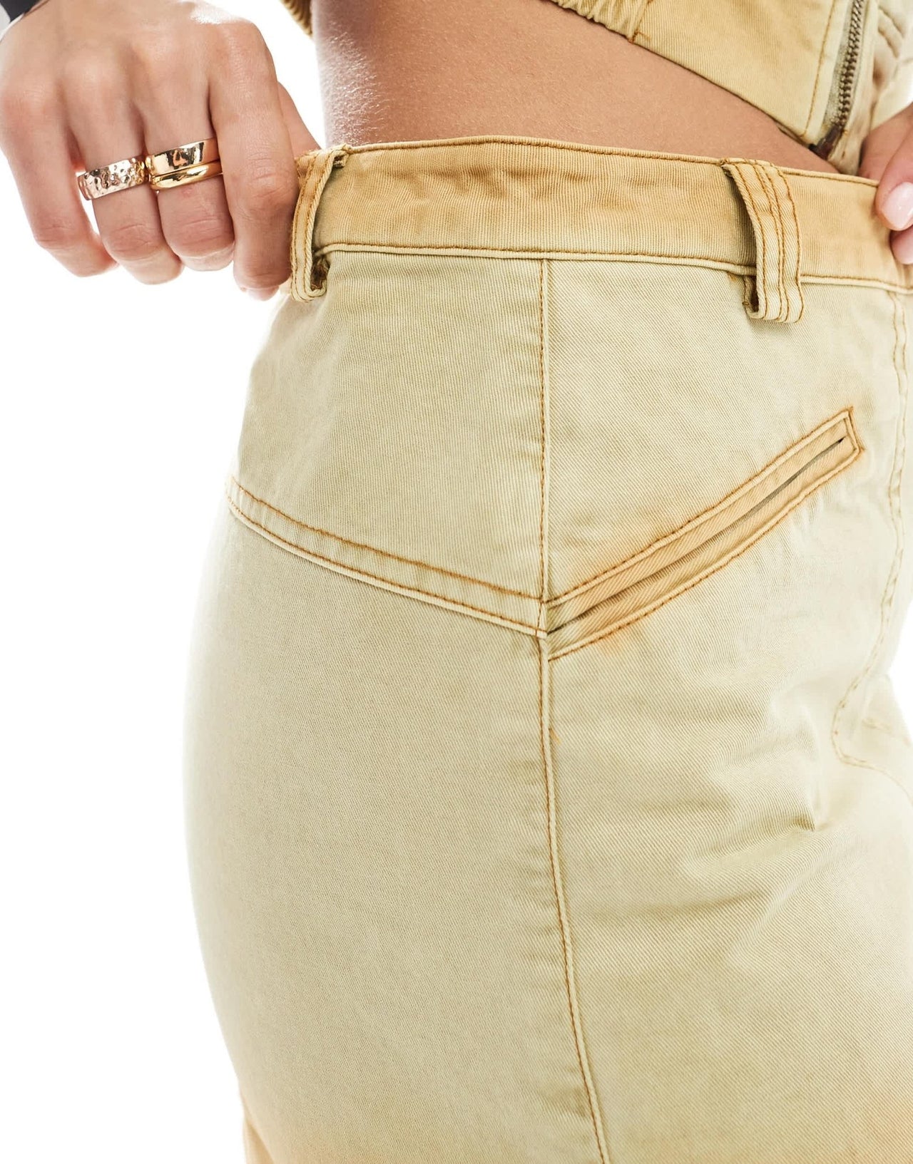 Mango washed co - ord mini skirt in brown - ASOS Sample Sale